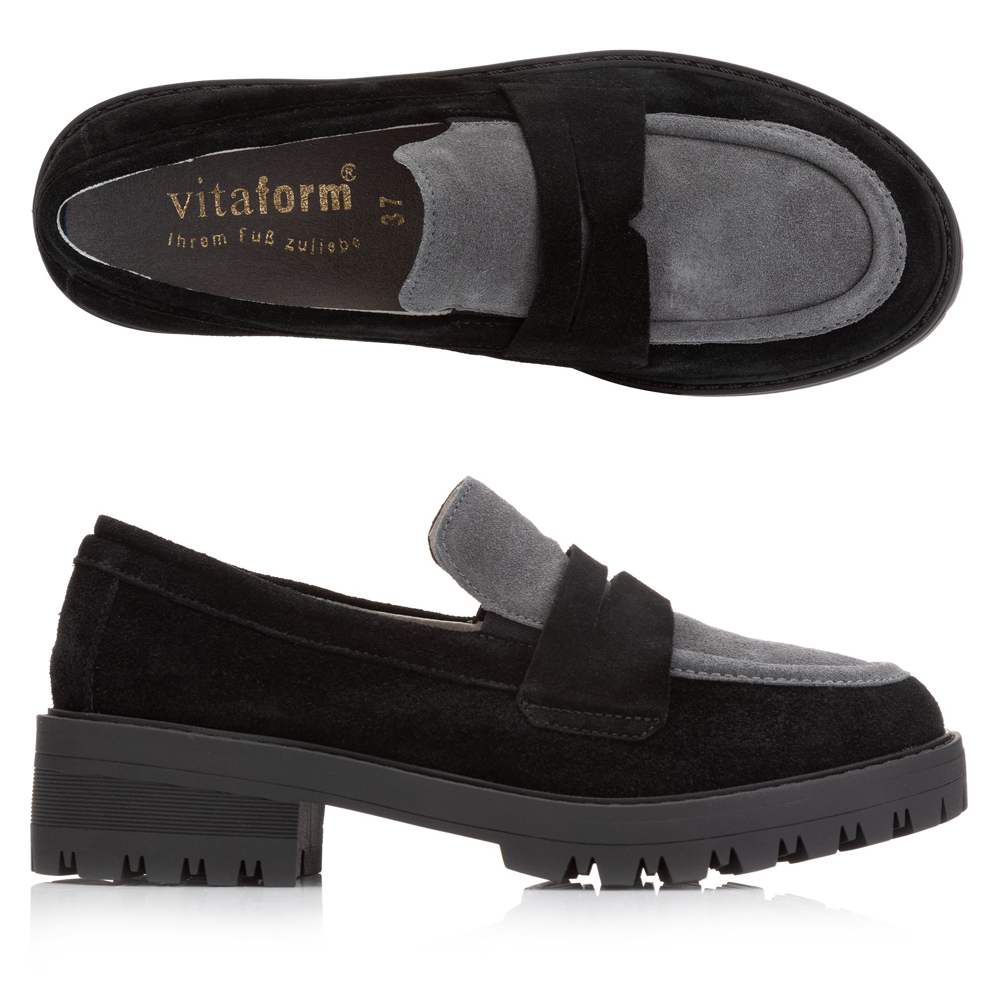 VITAFORM Damen-Slipper Veloursleder Shock Absorber Sohle Bella