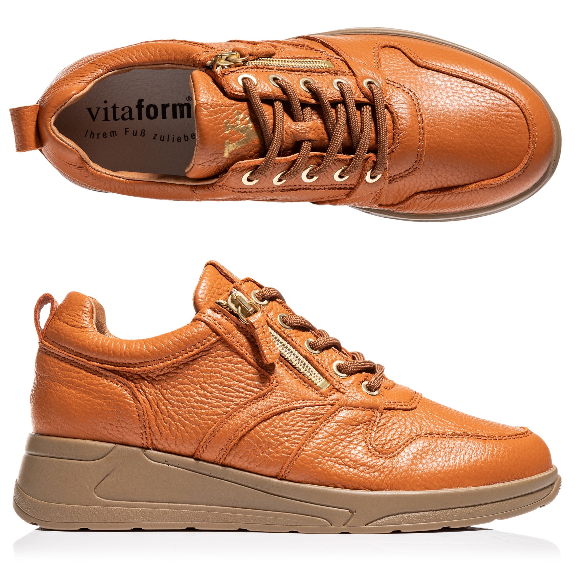 VITAFORM Damen-Sneaker Hirschleder seitl. Reißverschluss Sohle Valentina