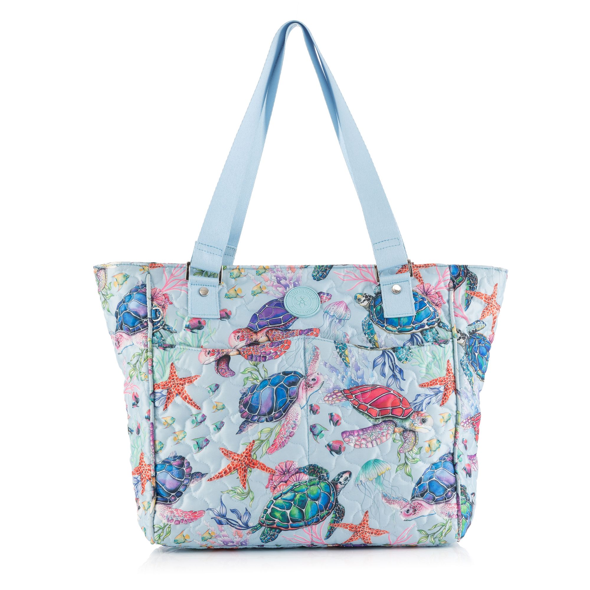 ANUSCHKA® Nylon Shopper 1 Hauptfach 3 Außenfächer Doppelter Trageriemen