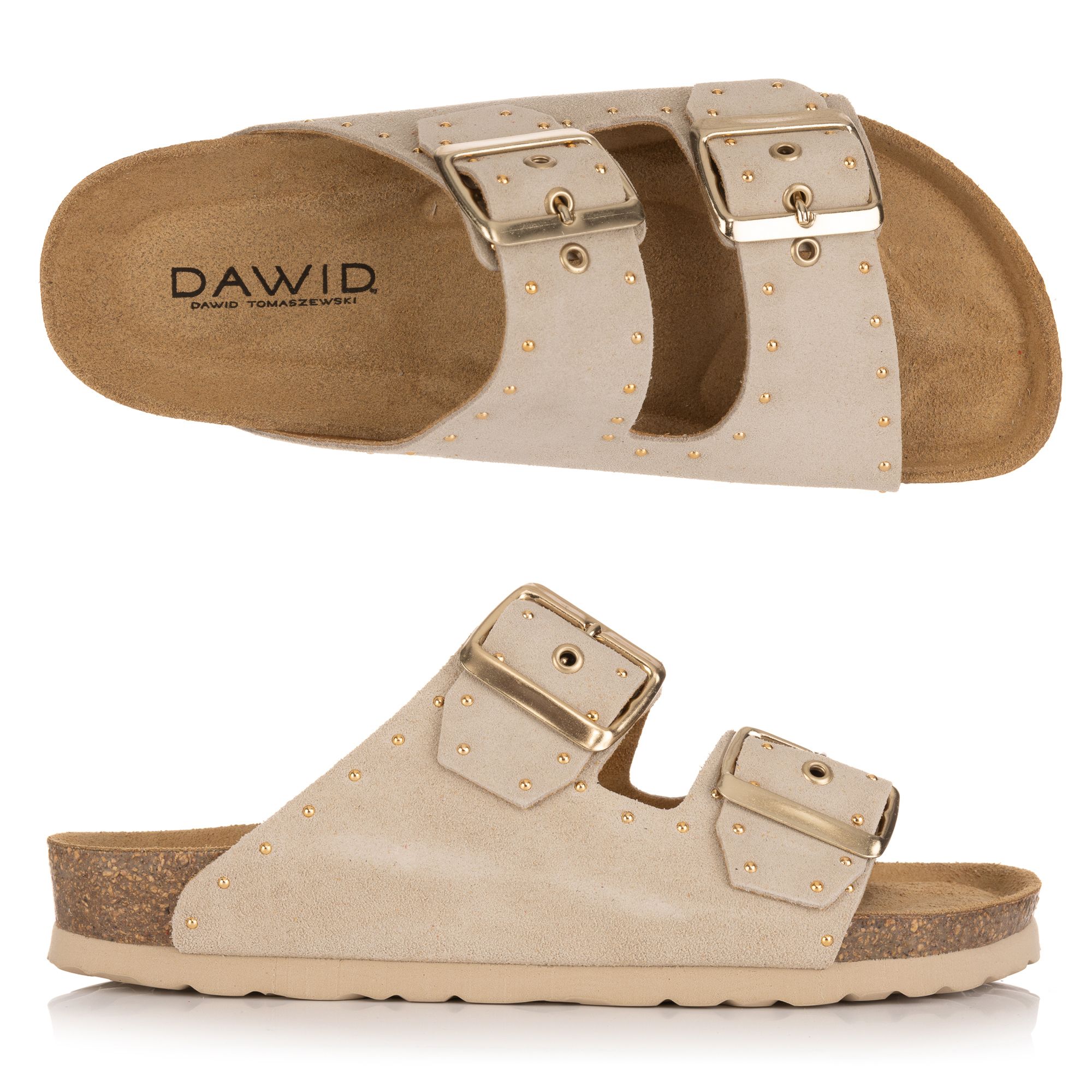 DAWID by Dawid Tomaszewski Damen-Pantolette echt Leder Nietendetails