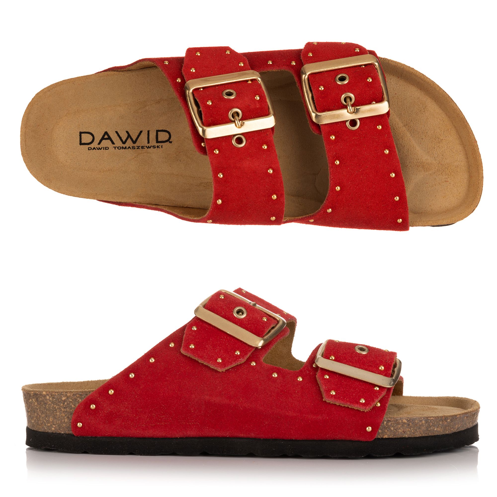 DAWID by Dawid Tomaszewski Damen-Pantolette echt Leder Nietendetails