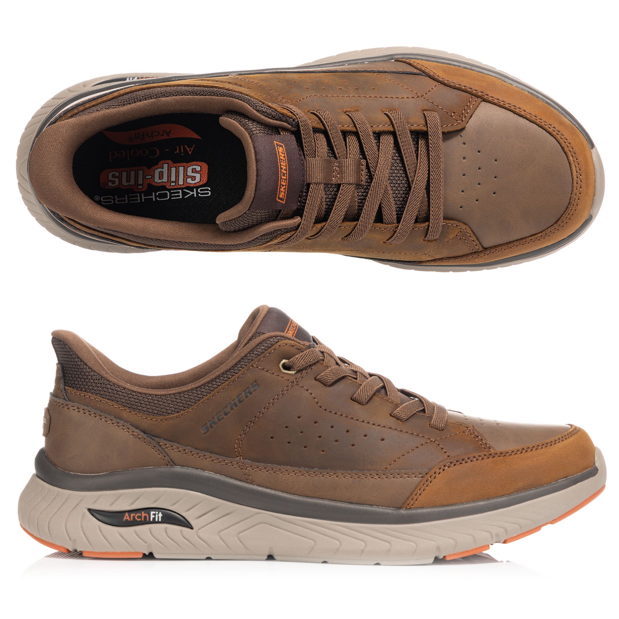 SKECHERS Herren-Slipper Arch Fit Crosser Bungeeschnürung Hands Free Slip-ins®