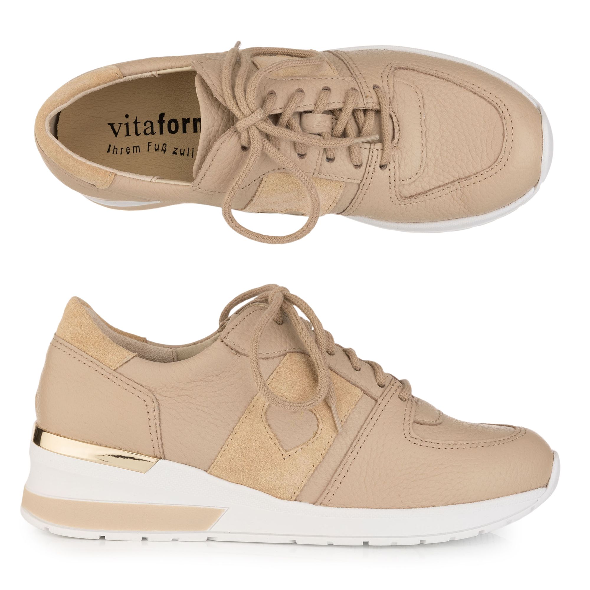 VITAFORM Damen-Sneaker Hirsch-/ Veloursleder Herzdetail Sohle Nina