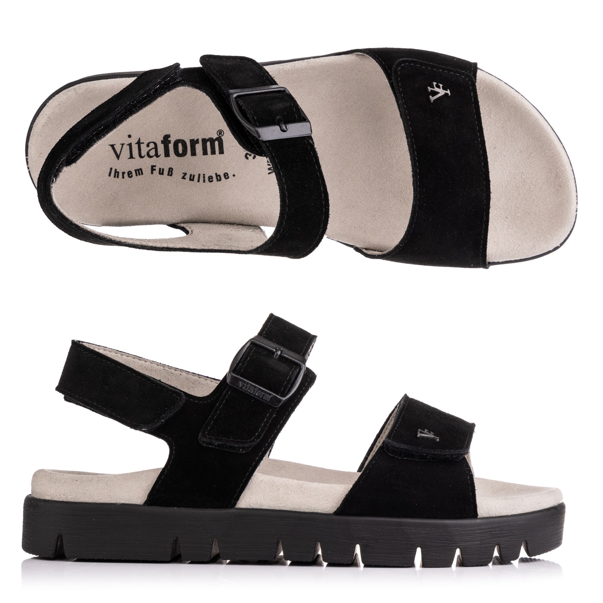 VITAFORM Damen- Sandalette Samtziege VF Schmuckniete Sohle Lara
