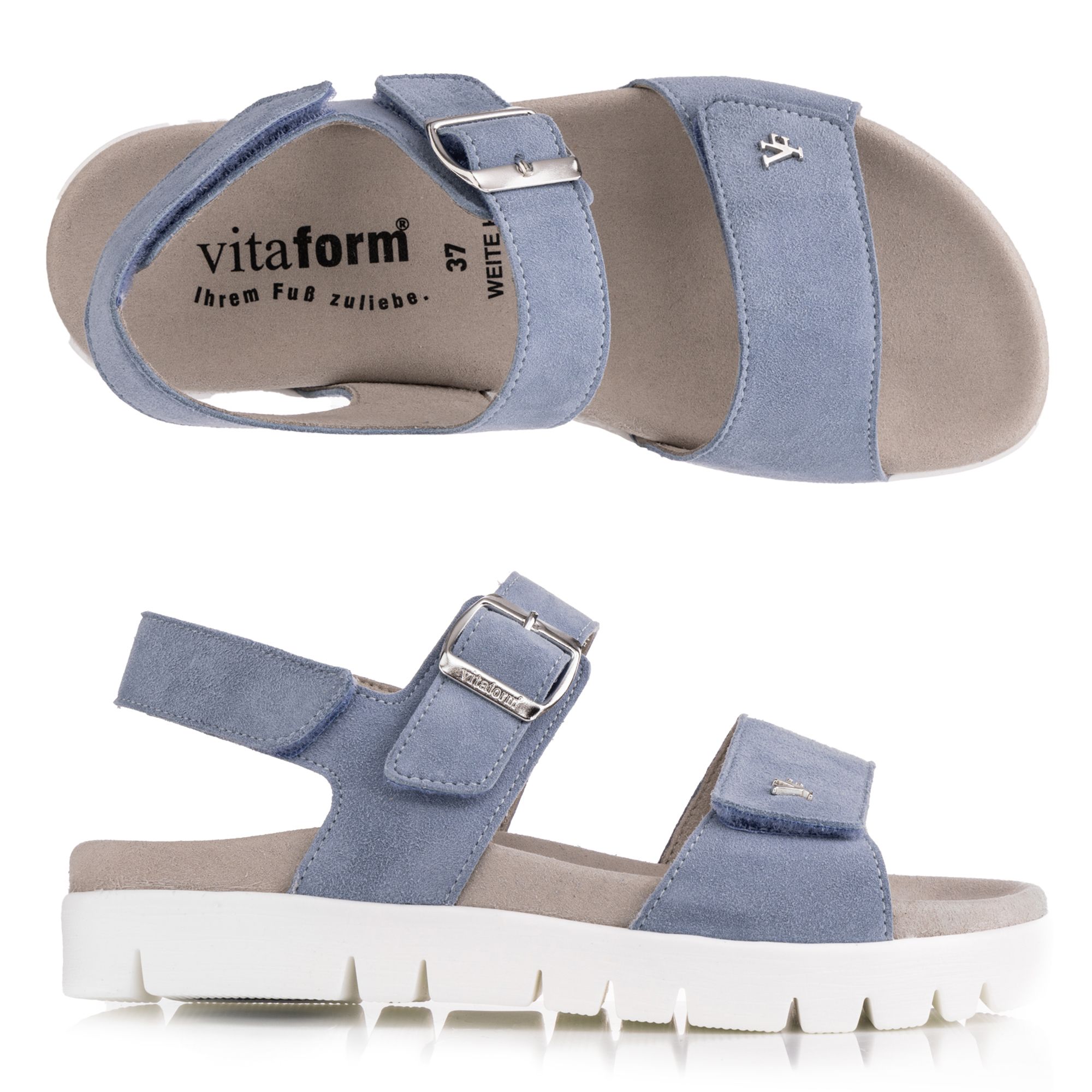 VITAFORM Damen- Sandalette Samtziege VF Schmuckniete Sohle Lara