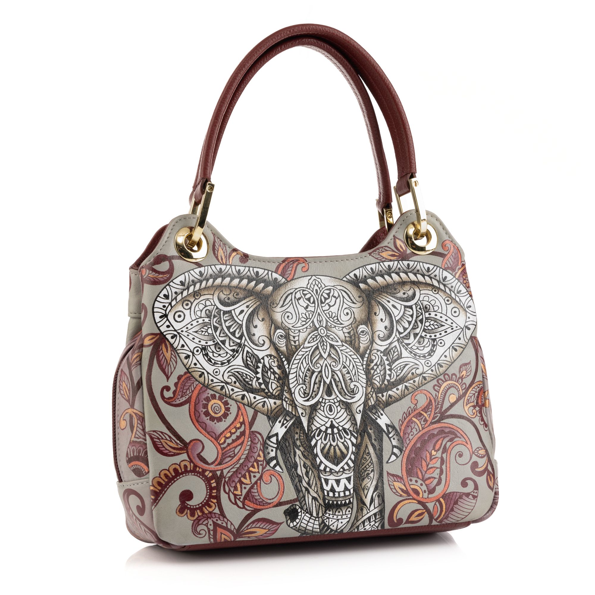 ANUSCHKA® Handtasche echt Leder div. Fächer handbemalt