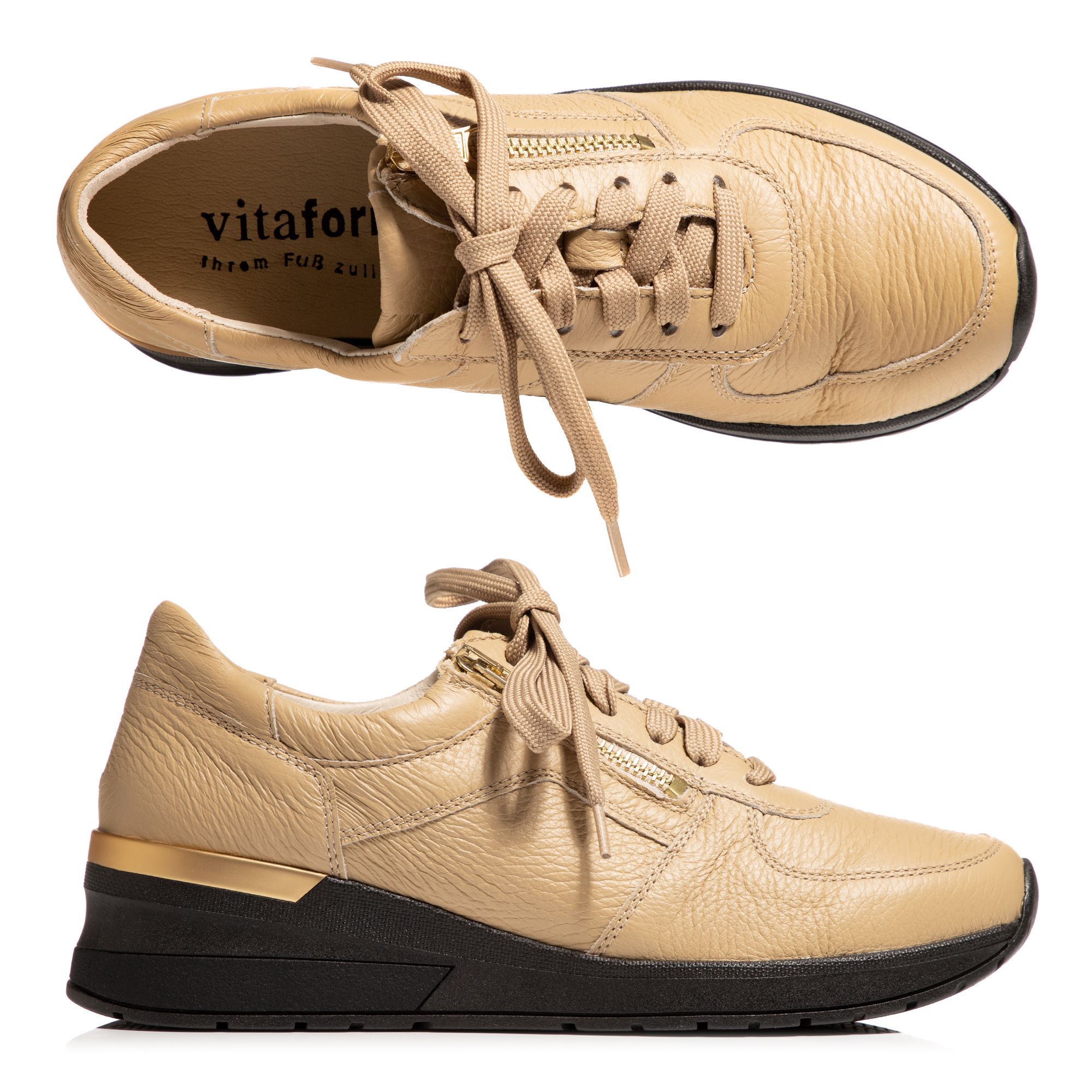 VITAFORM Damen-Sneaker Hirschleder Reißverschluss Sohle Nina