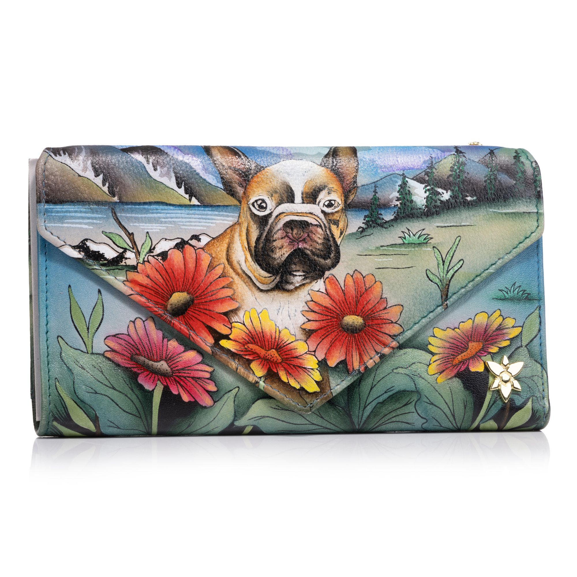 ANUSCHKA® Geldbörse echt Leder RFID-Schutz handbemalt