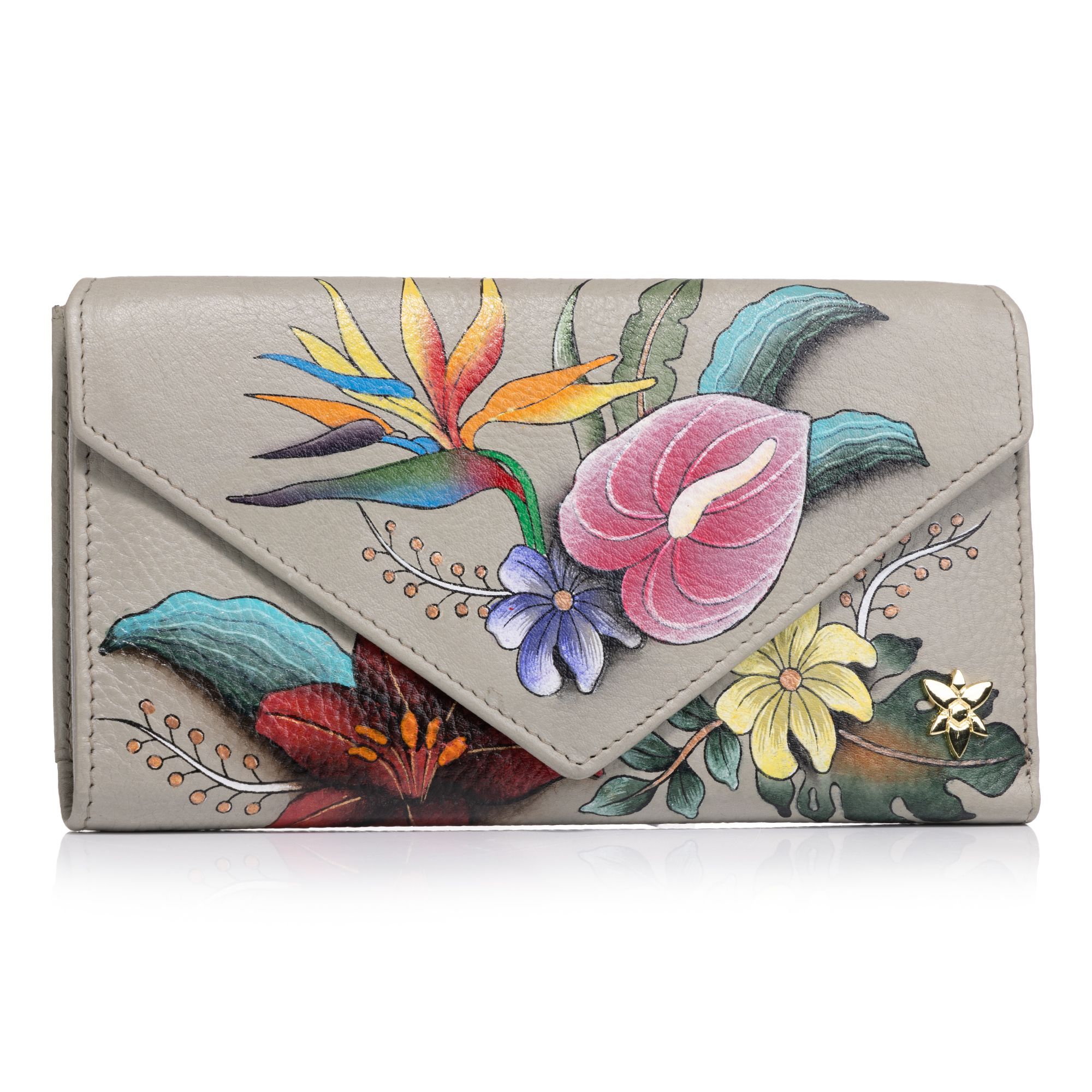 ANUSCHKA® Geldbörse echt Leder RFID-Schutz handbemalt