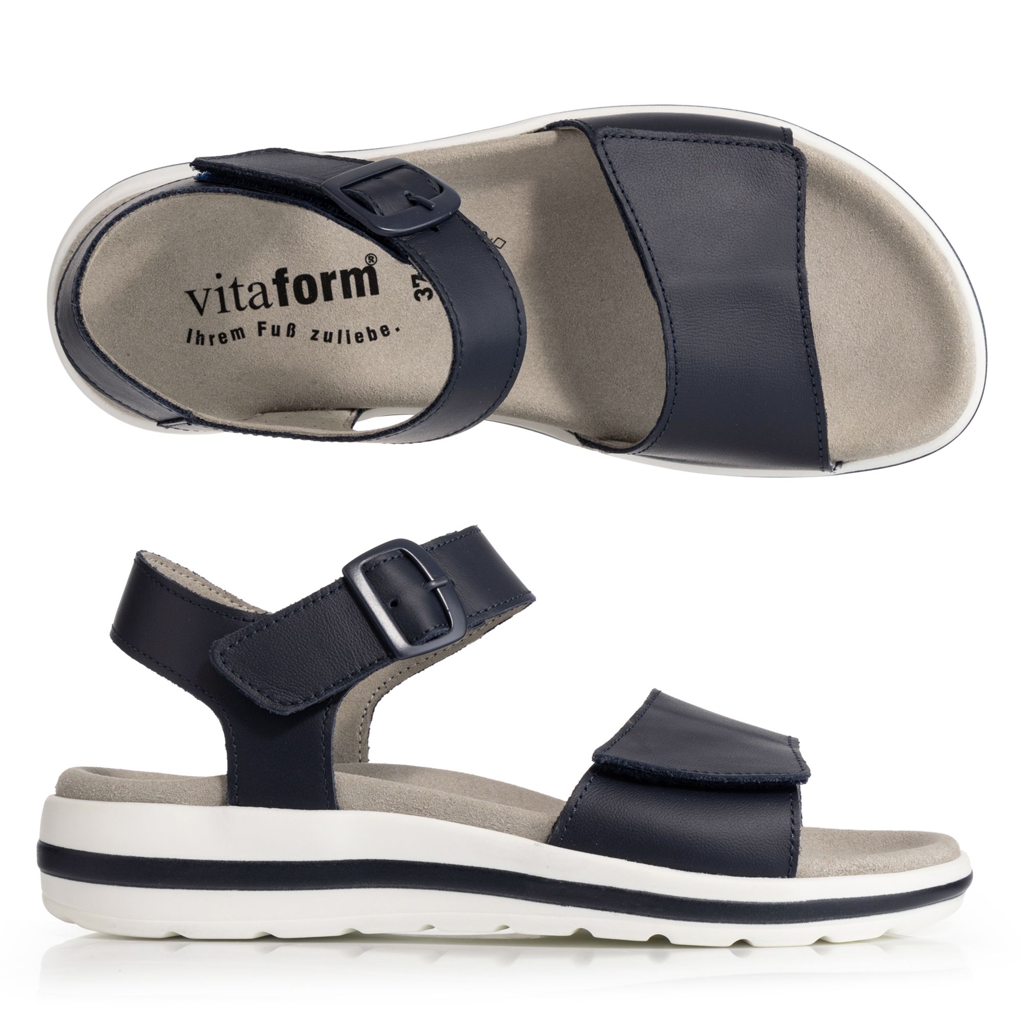 VITAFORM Damen- Sandalette echt Leder Klettverschlüsse Sohle Jana