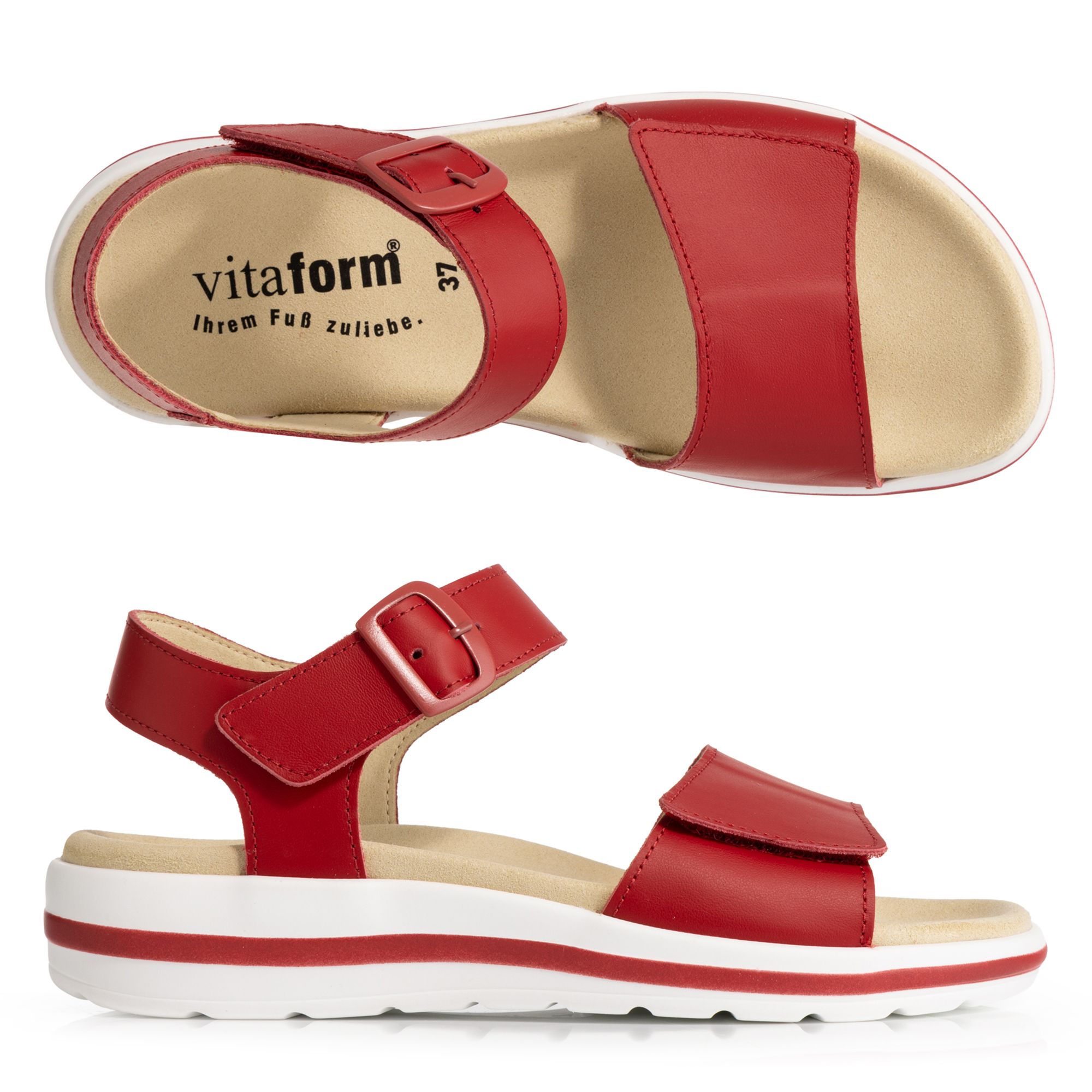 VITAFORM Damen- Sandalette echt Leder Klettverschlüsse Sohle Jana