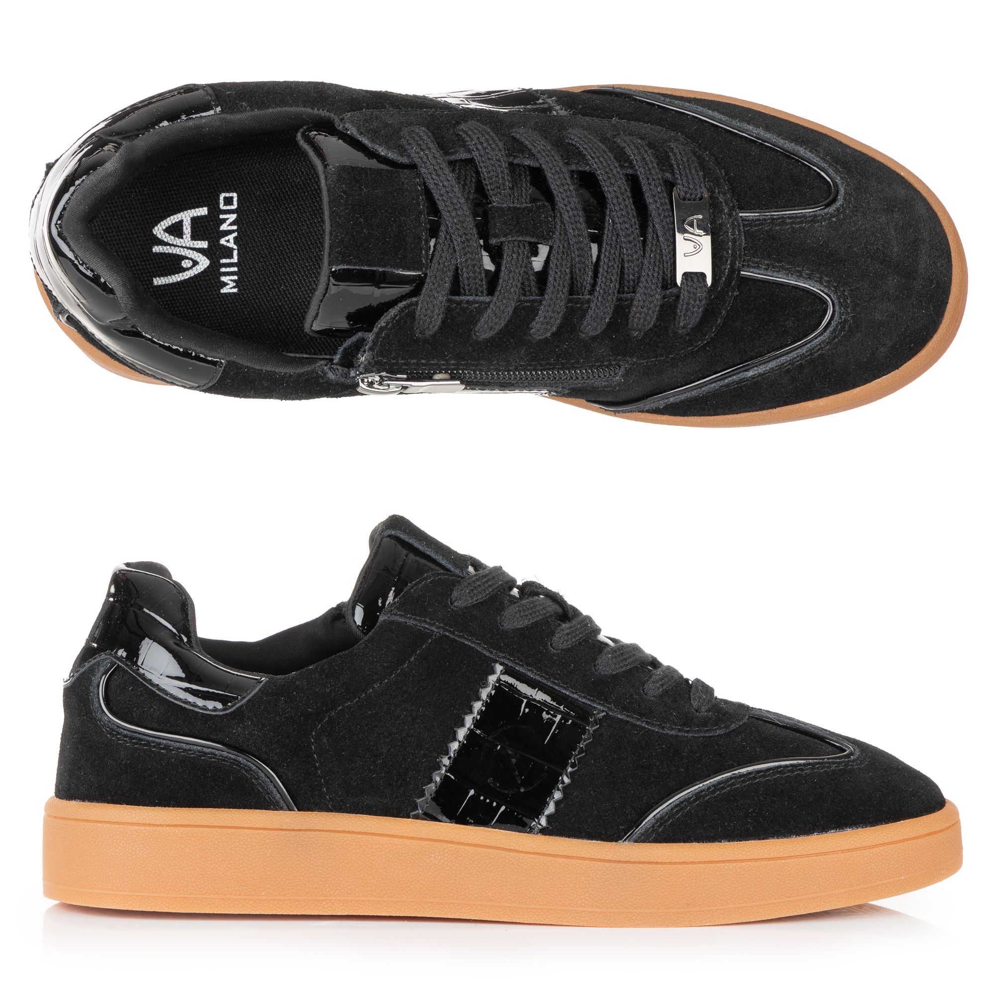 VIA MILANO Damen-Sneaker echt Leder Material-Mix Wechselfußbett