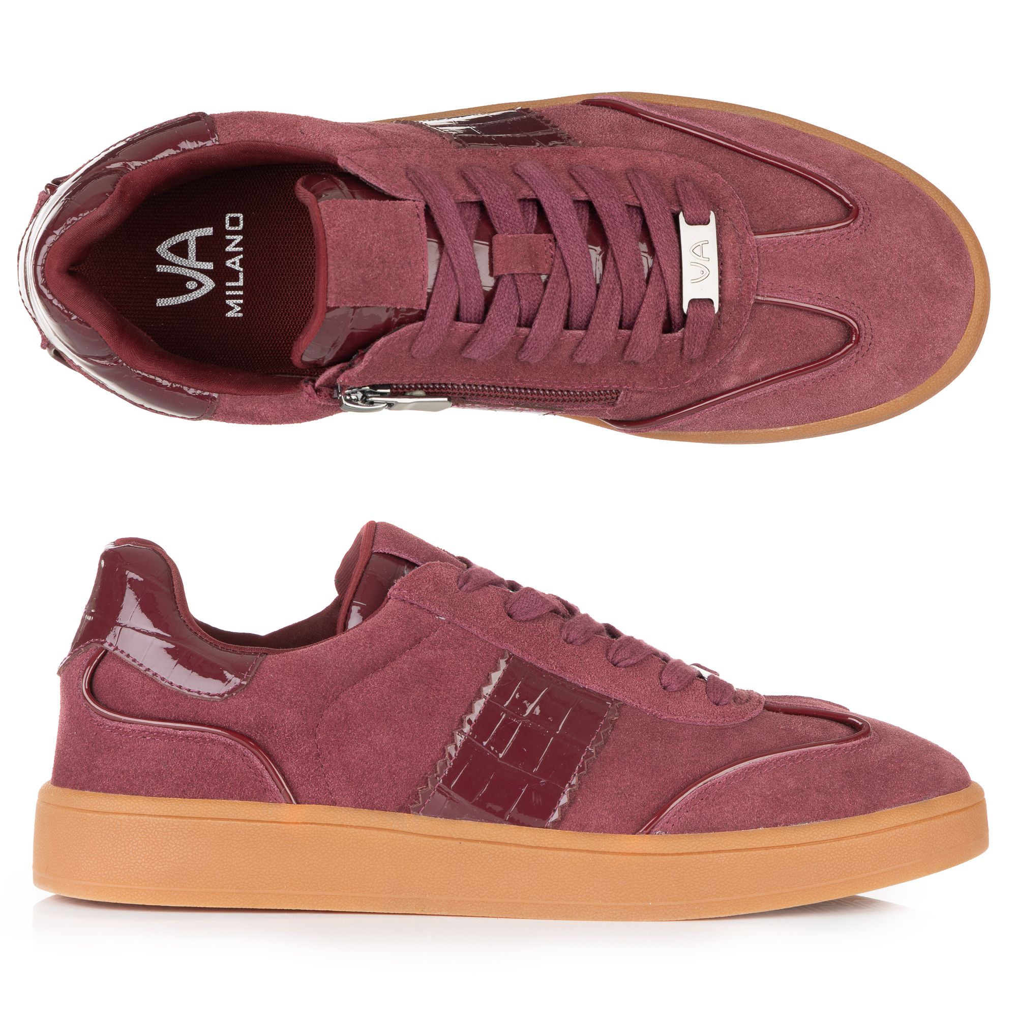 VIA MILANO Damen-Sneaker echt Leder Material-Mix Wechselfußbett