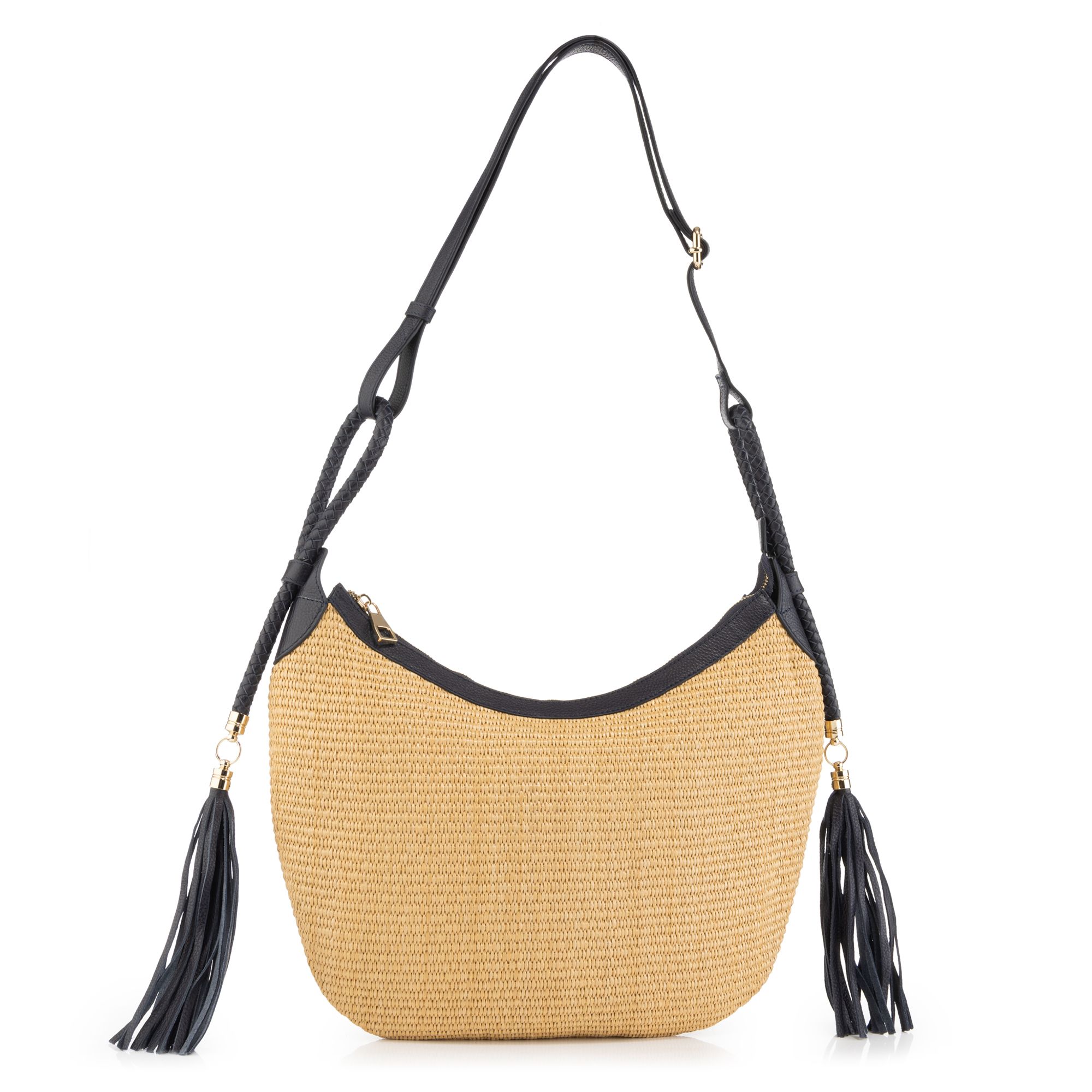 DAWID by Dawid Tomaszewski Schultertasche Material Mix Zierquasten