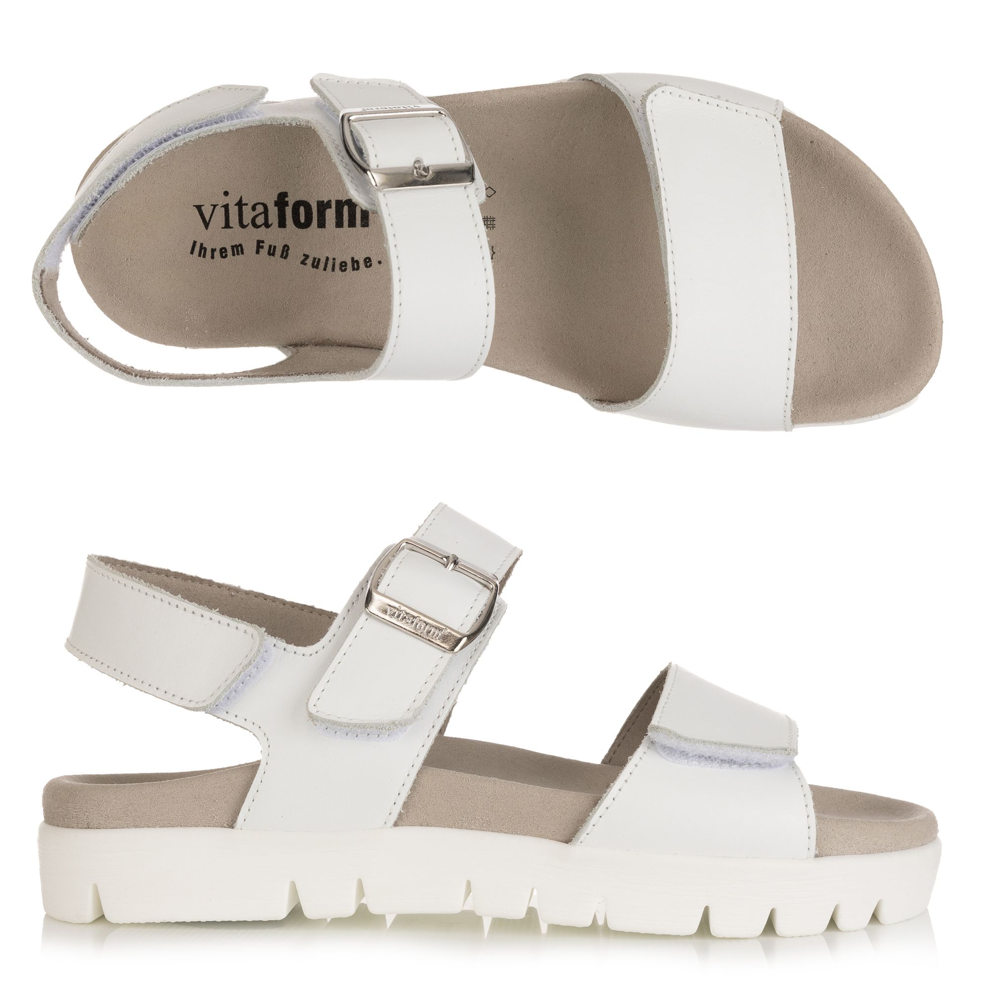 VITAFORM Damen-Sandalette Nappaleder Klettverschlüsse Sohle Lara