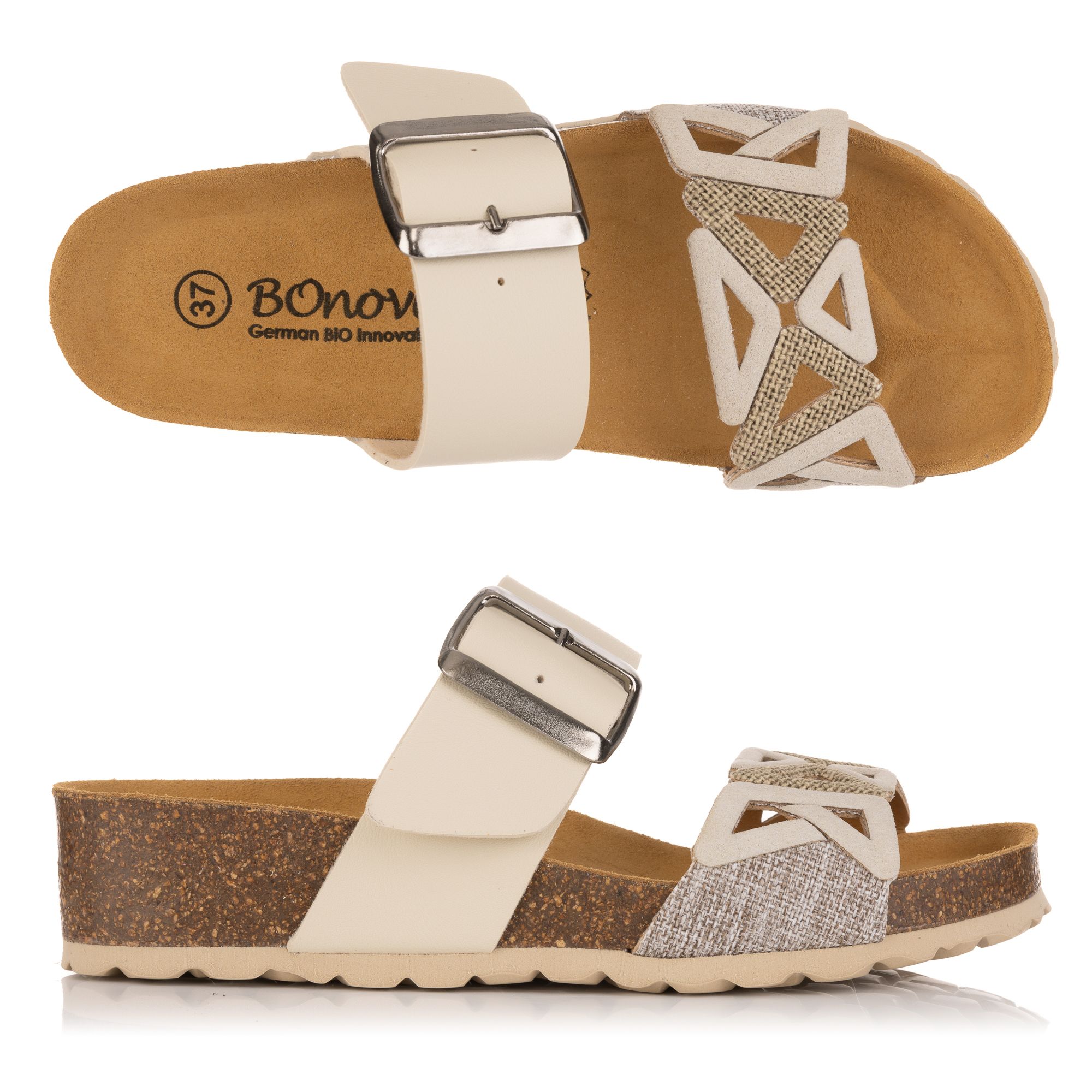 BONOVA Damen-Pantolette verstellbare Riemen Absatz ca. 3,5cm Super-Soft-Fußbett