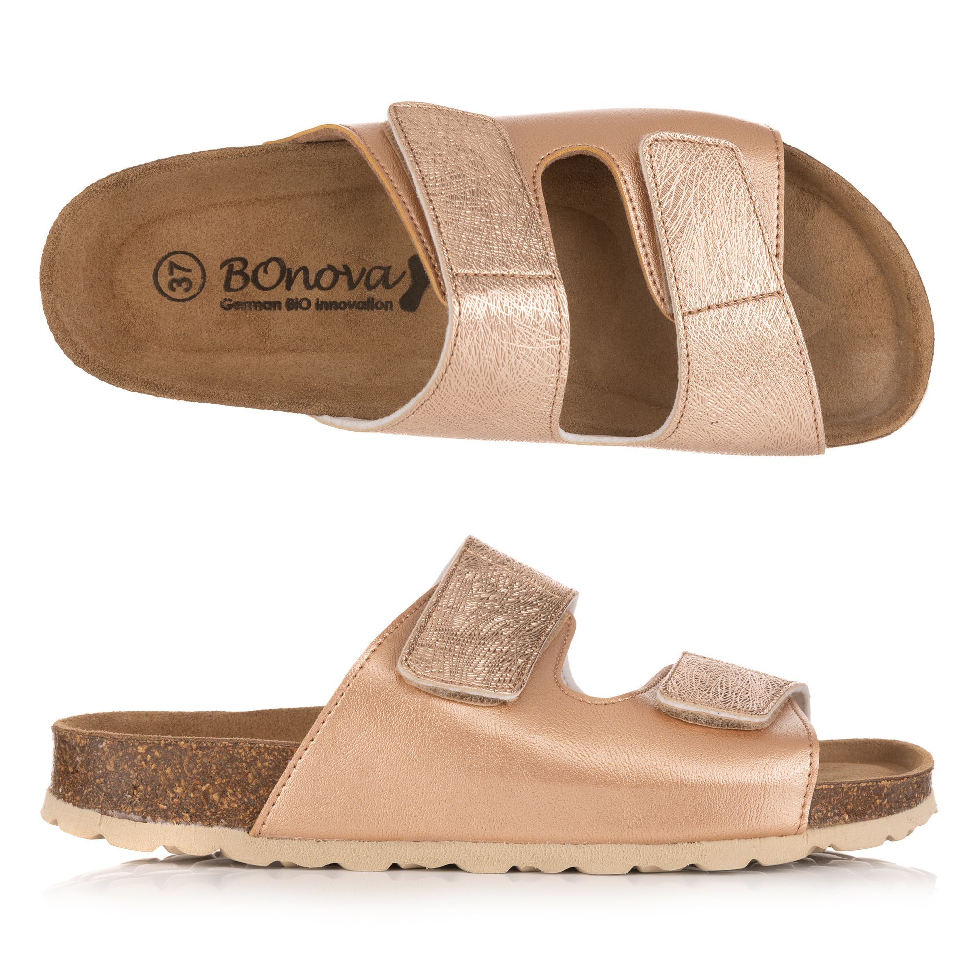 BONOVA Damen-Pantolette Bonoperlato Klettverschluss Absatz ca. 1,5cm