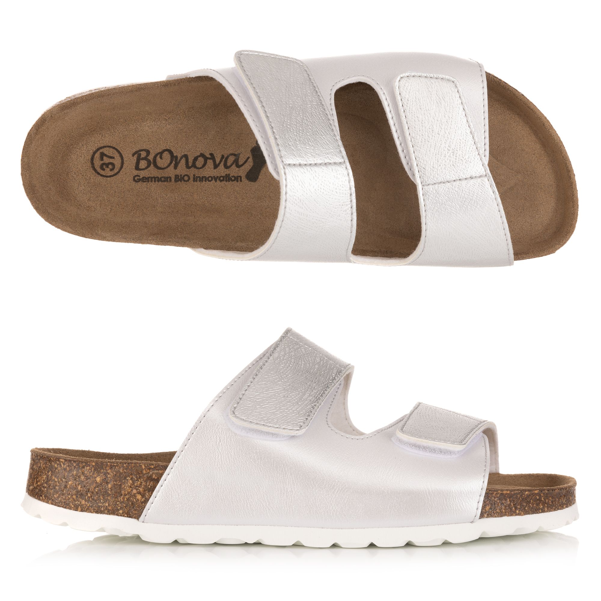 BONOVA Damen-Pantolette Bonoperlato Klettverschluss Absatz ca. 1,5cm