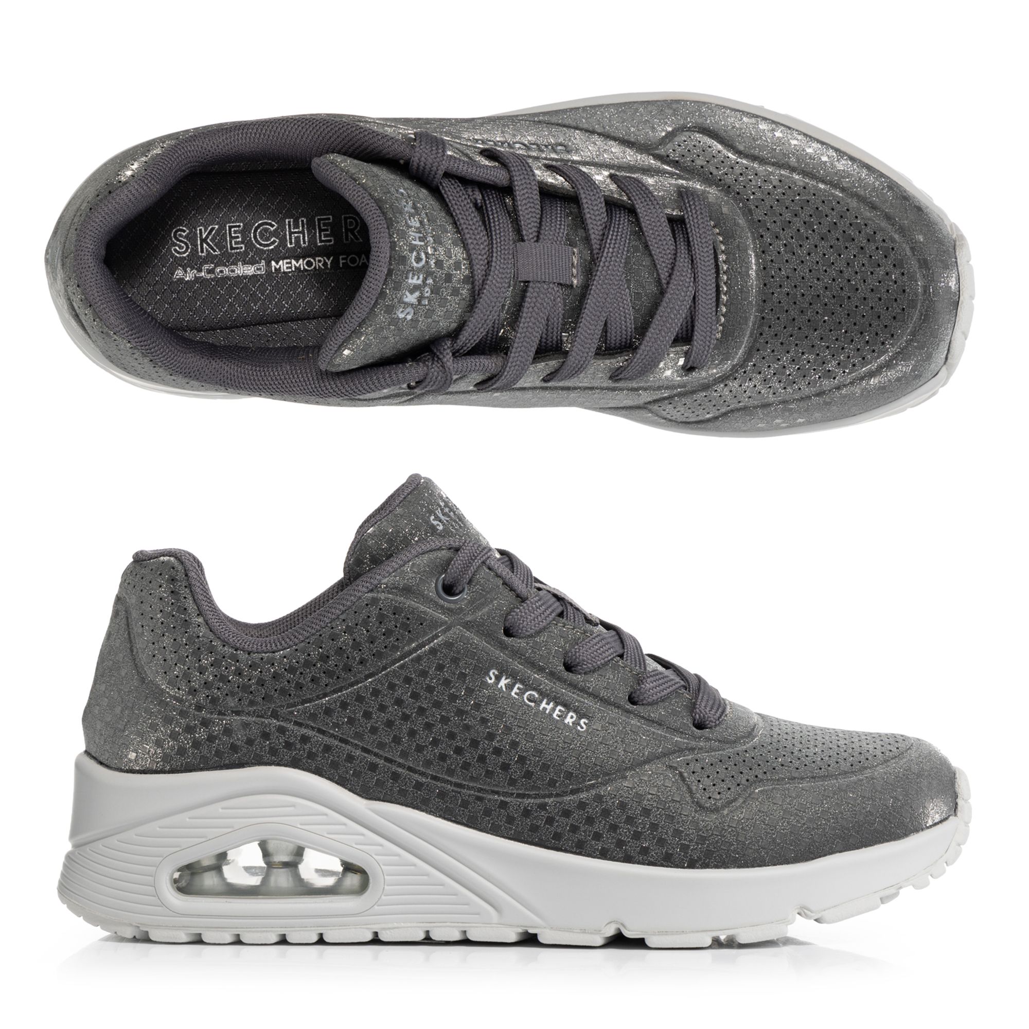 SKECHERS Damen-Sneaker Uno Disco Nite Glitzer Memory Foam