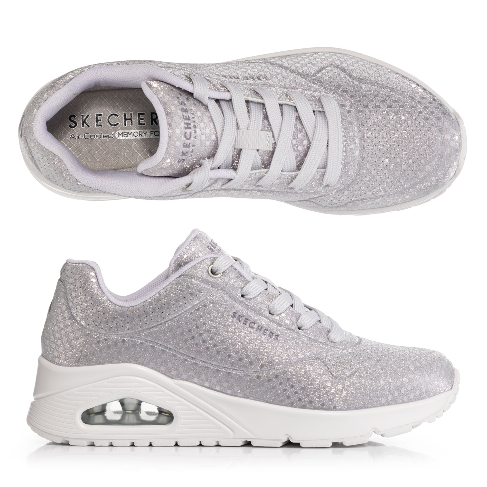 SKECHERS Damen-Sneaker Uno Disco Nite Glitzer Memory Foam