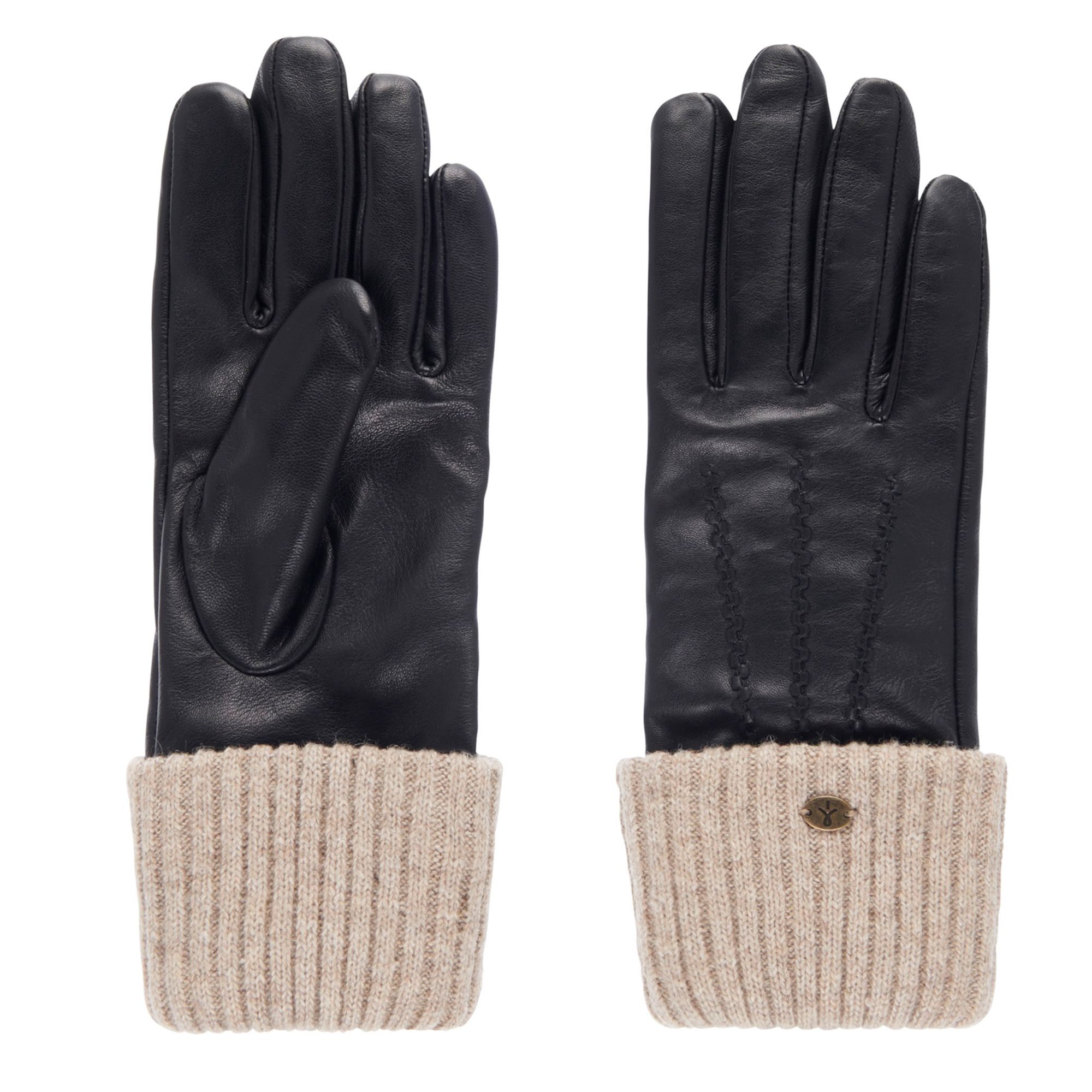 EMU Australia Damen Handschuhe Loch Gloves Strickbündchen Nappaleder