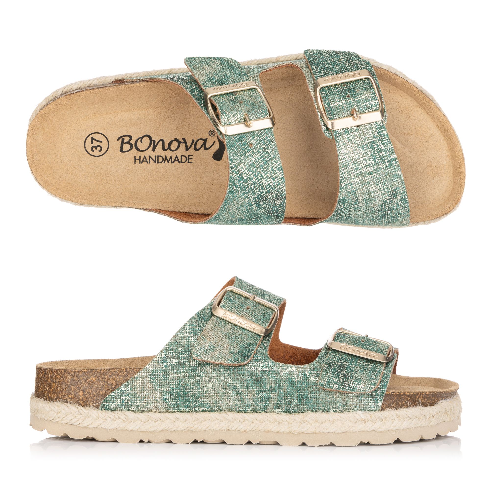 BONOVA Damen-Pantolette Canvas 2 verstel. Riemen Super-Soft-Fußbett