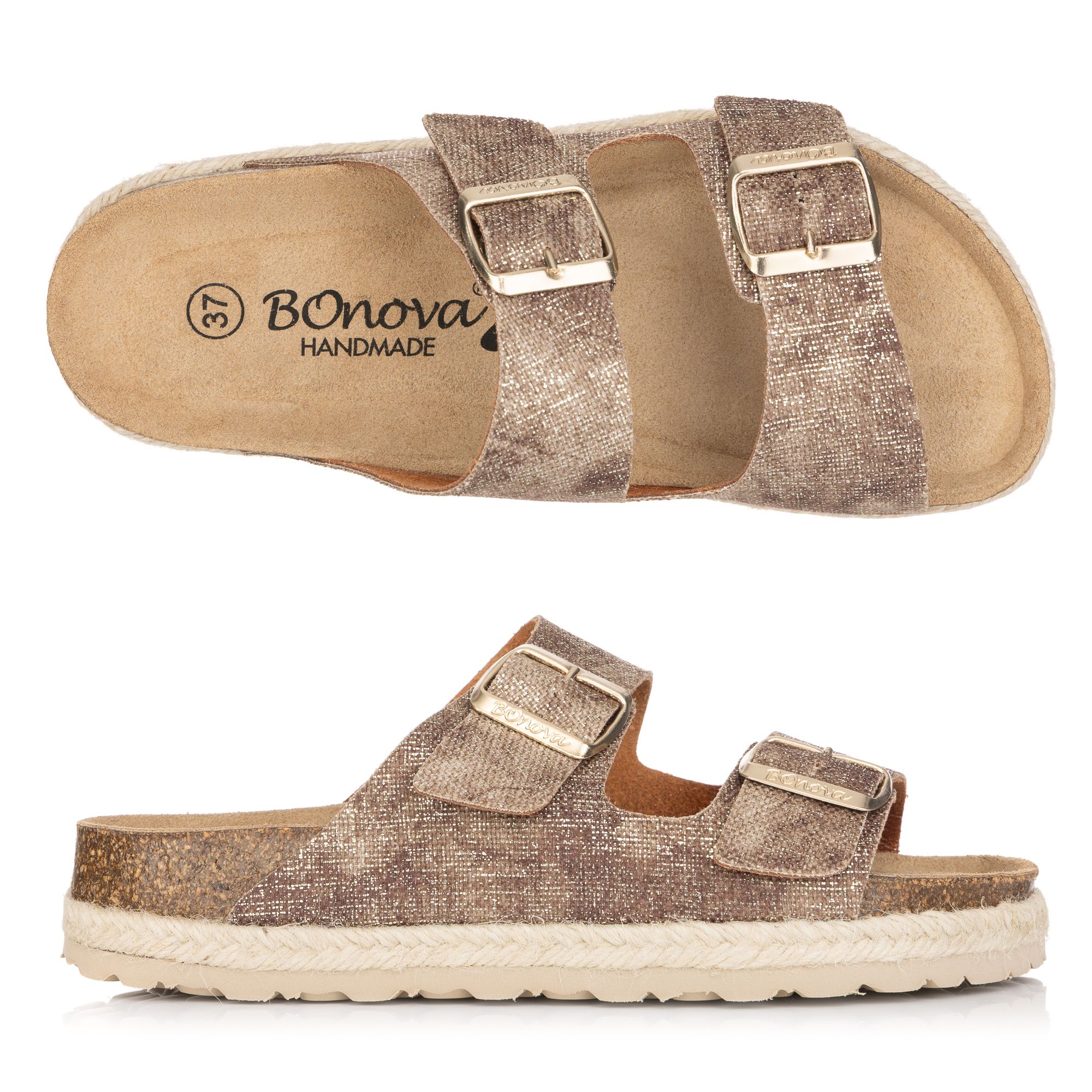 BONOVA Damen-Pantolette Canvas 2 verstel. Riemen Super-Soft-Fußbett