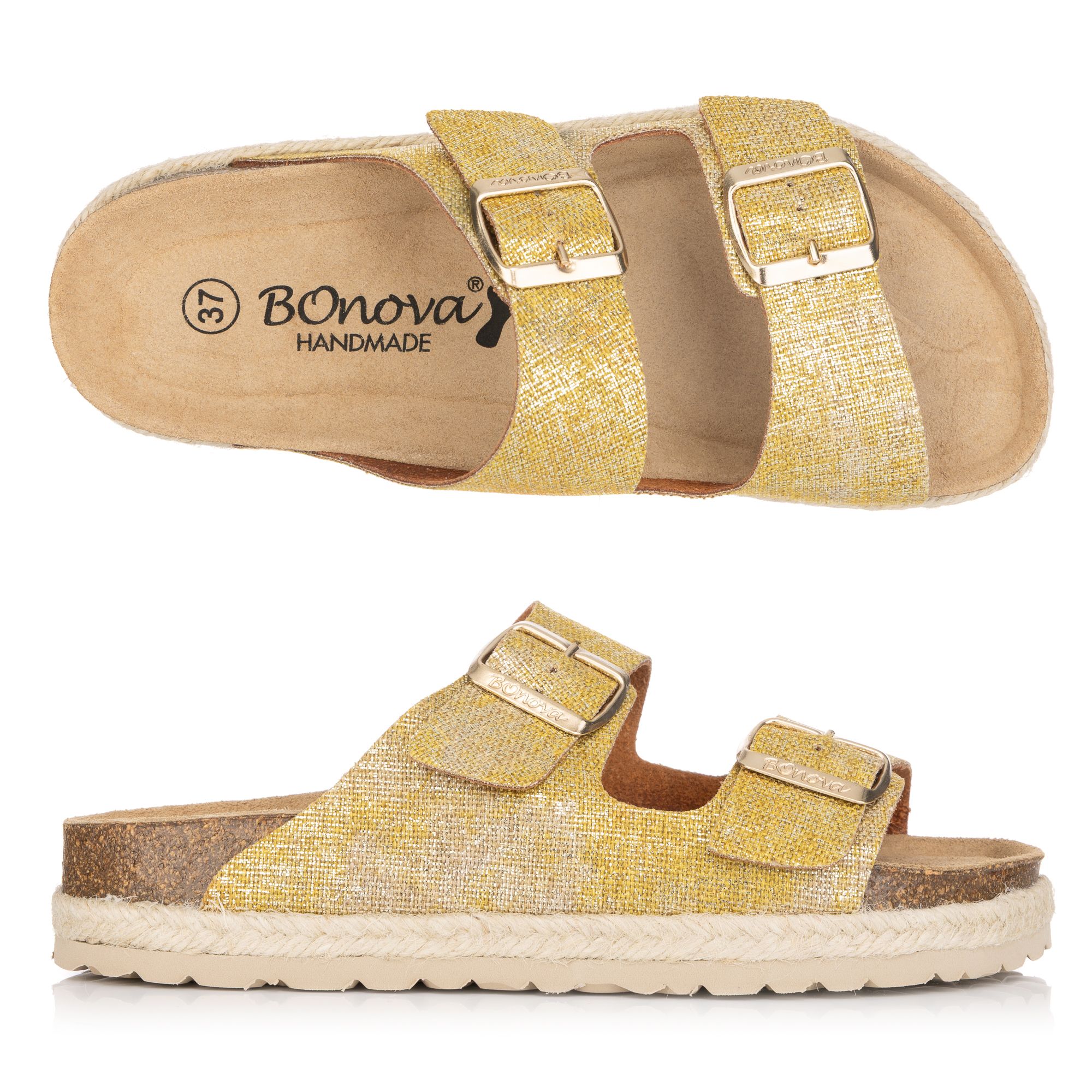 BONOVA Damen-Pantolette Canvas 2 verstel. Riemen Super-Soft-Fußbett