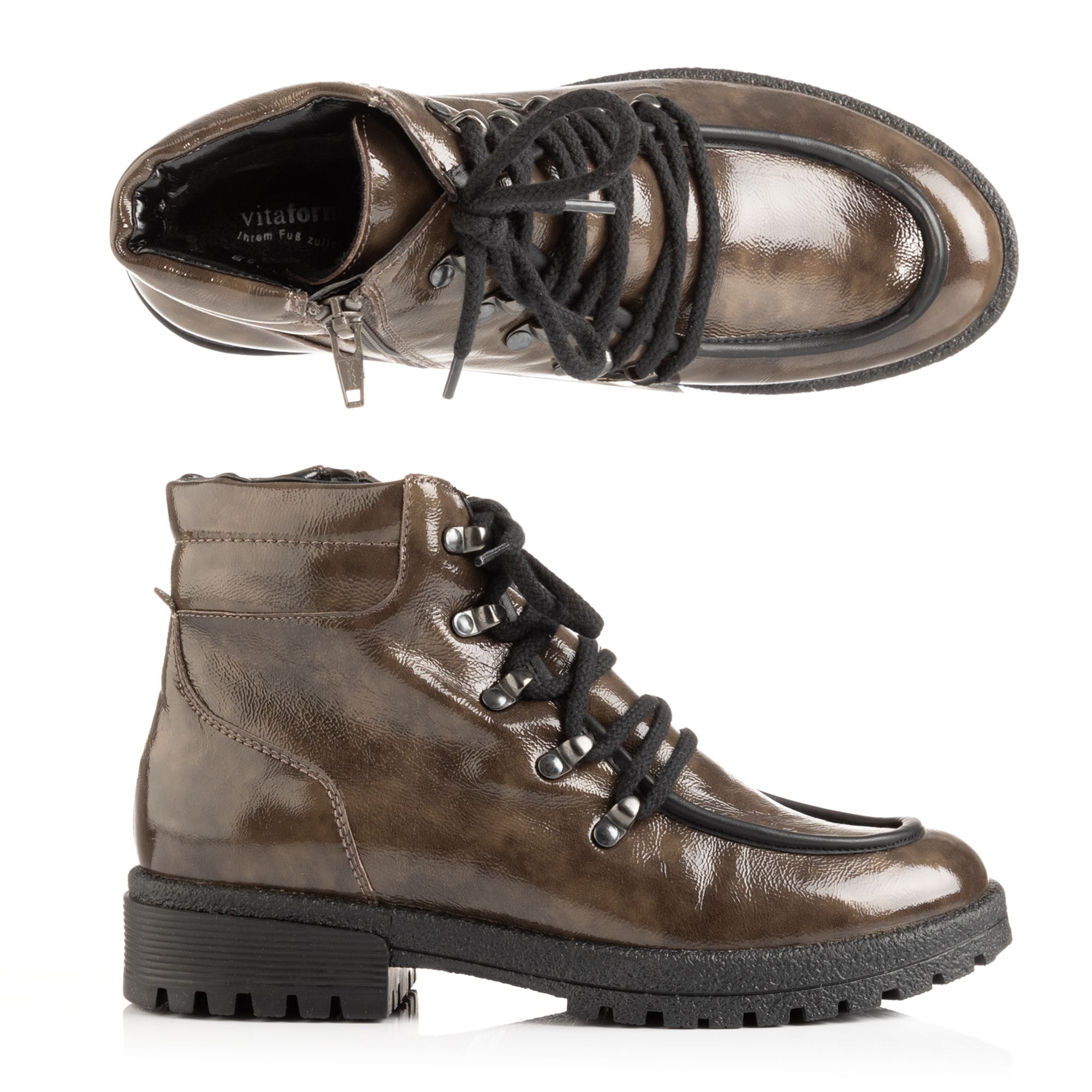 VITAFORM Damen-Stiefelette Knautschlackleder Mokassinnaht rutschhemmende Sohle