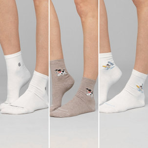 STRANDFEIN Damen-Socken Feinstrick 3er-Set Logo-Design - 320029