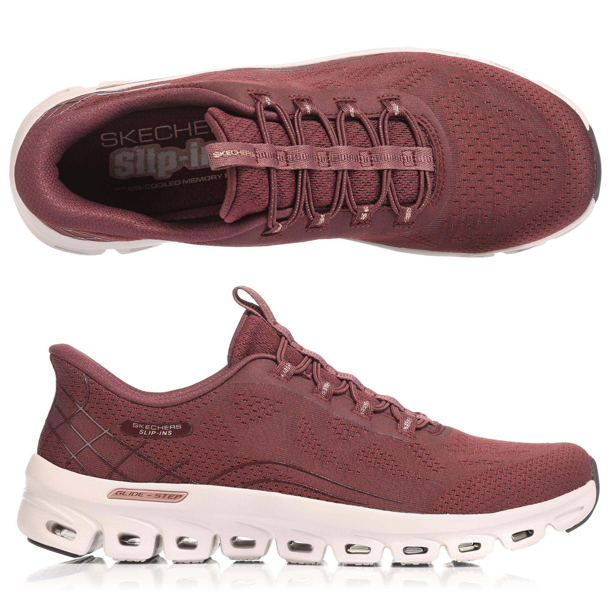 SKECHERS Damen-Slipper Glide Step Elevate Mesh Hands Free Slip-Ins®