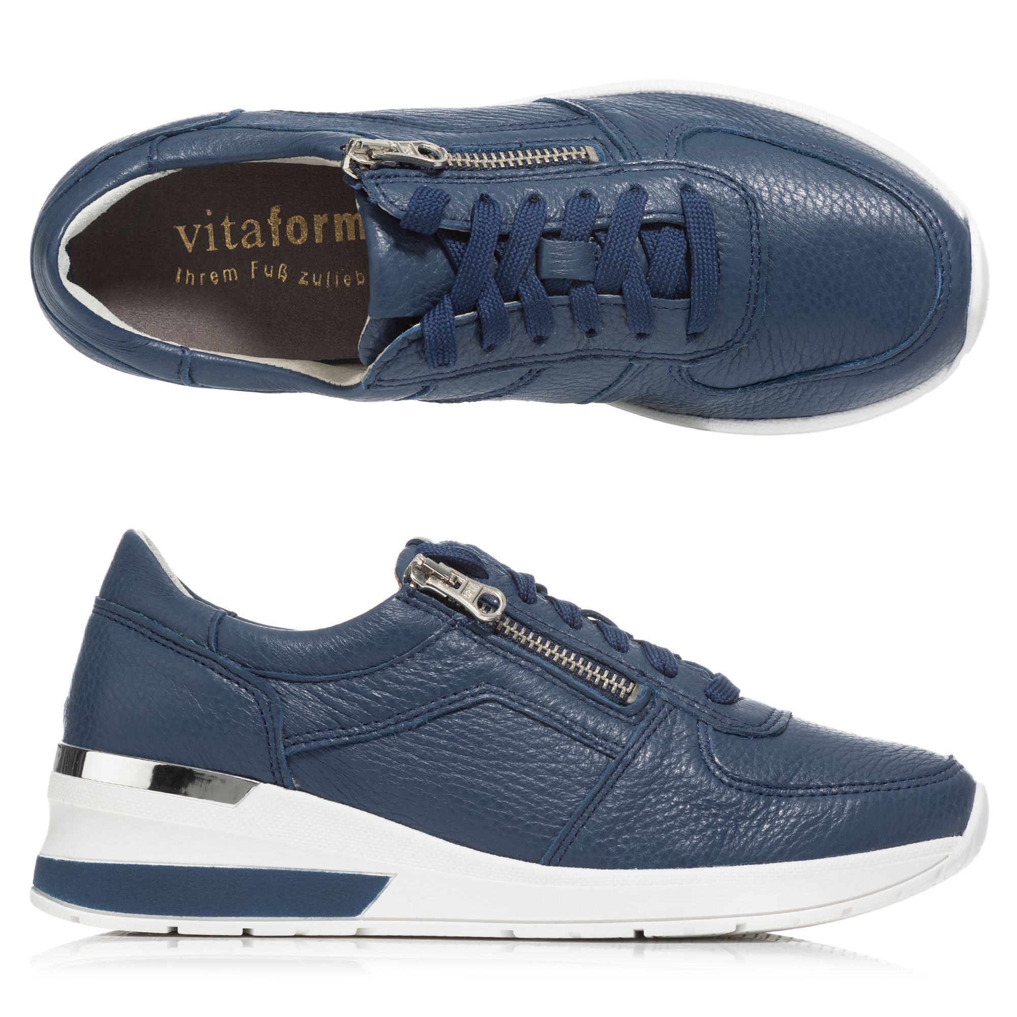 VITAFORM Damen-Sneaker Hirschleder Reißverschluss Sohle Nina