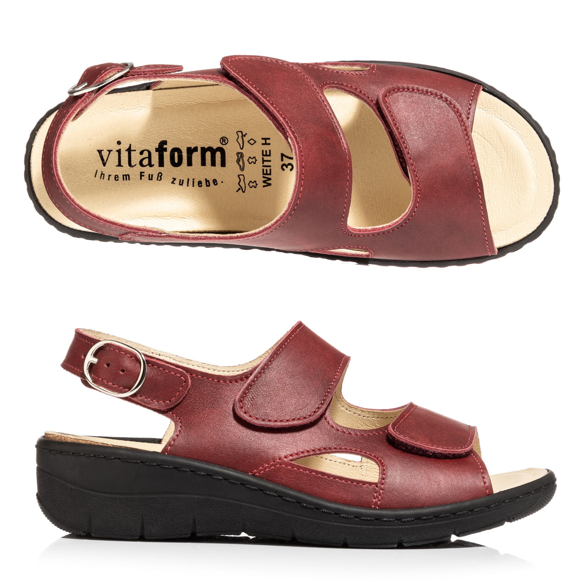 VITAFORM Damen-Sandale Nappaleder Dornschließe Keilabsatz
