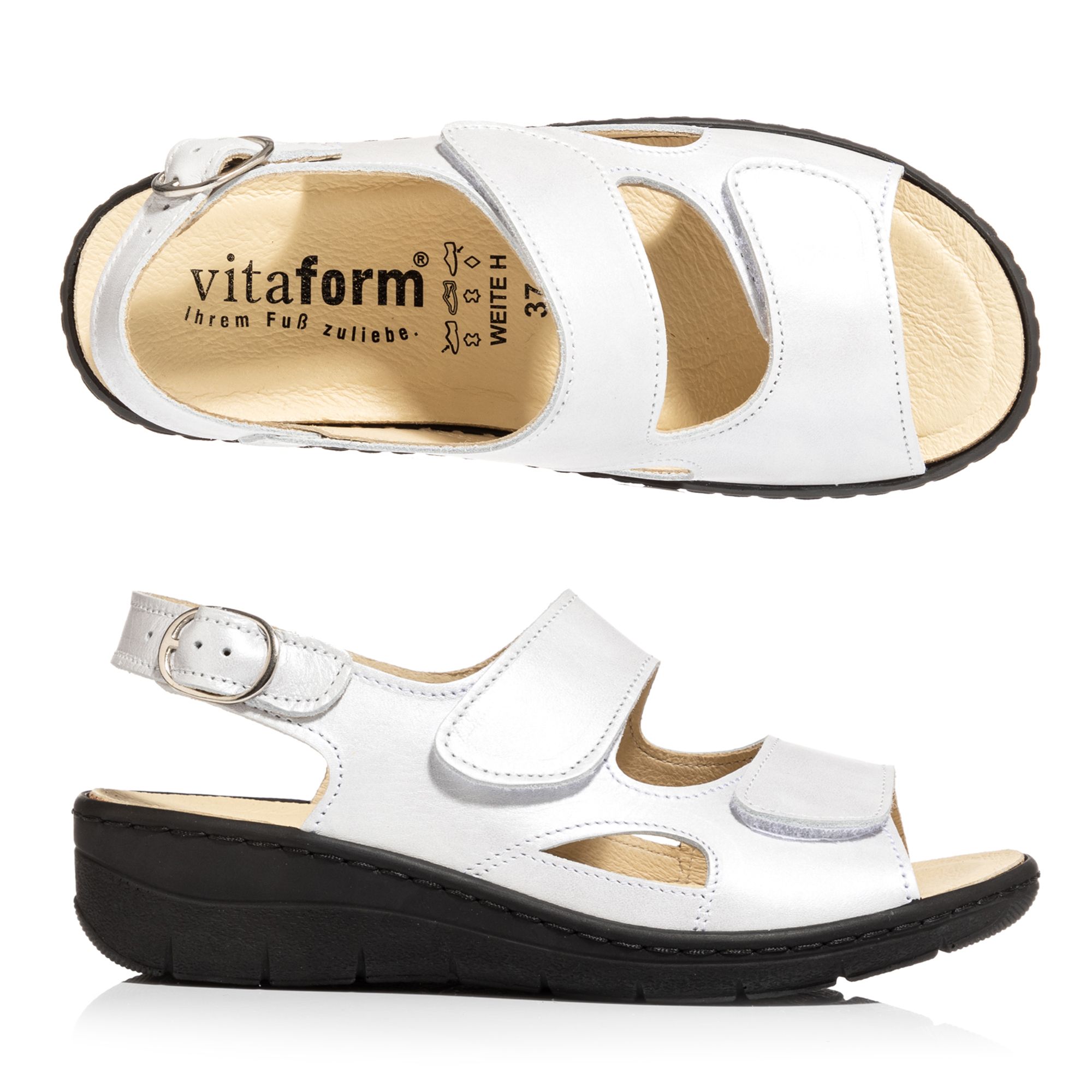 VITAFORM Damen-Sandale Nappaleder Dornschließe Keilabsatz