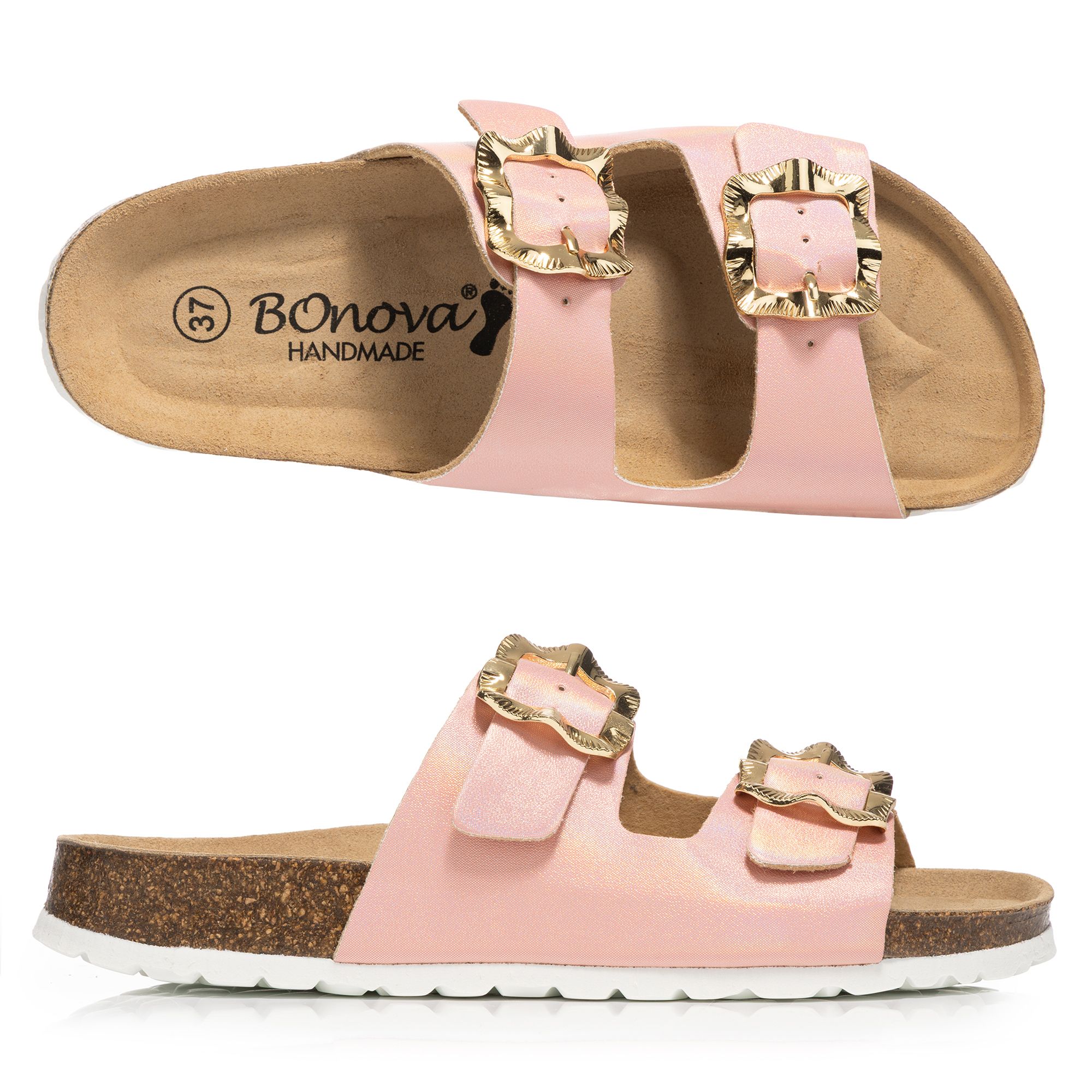 BONOVA Damen-Pantolette Bonoperlato 2 verstel. Riemen Super-Soft-Fußbett