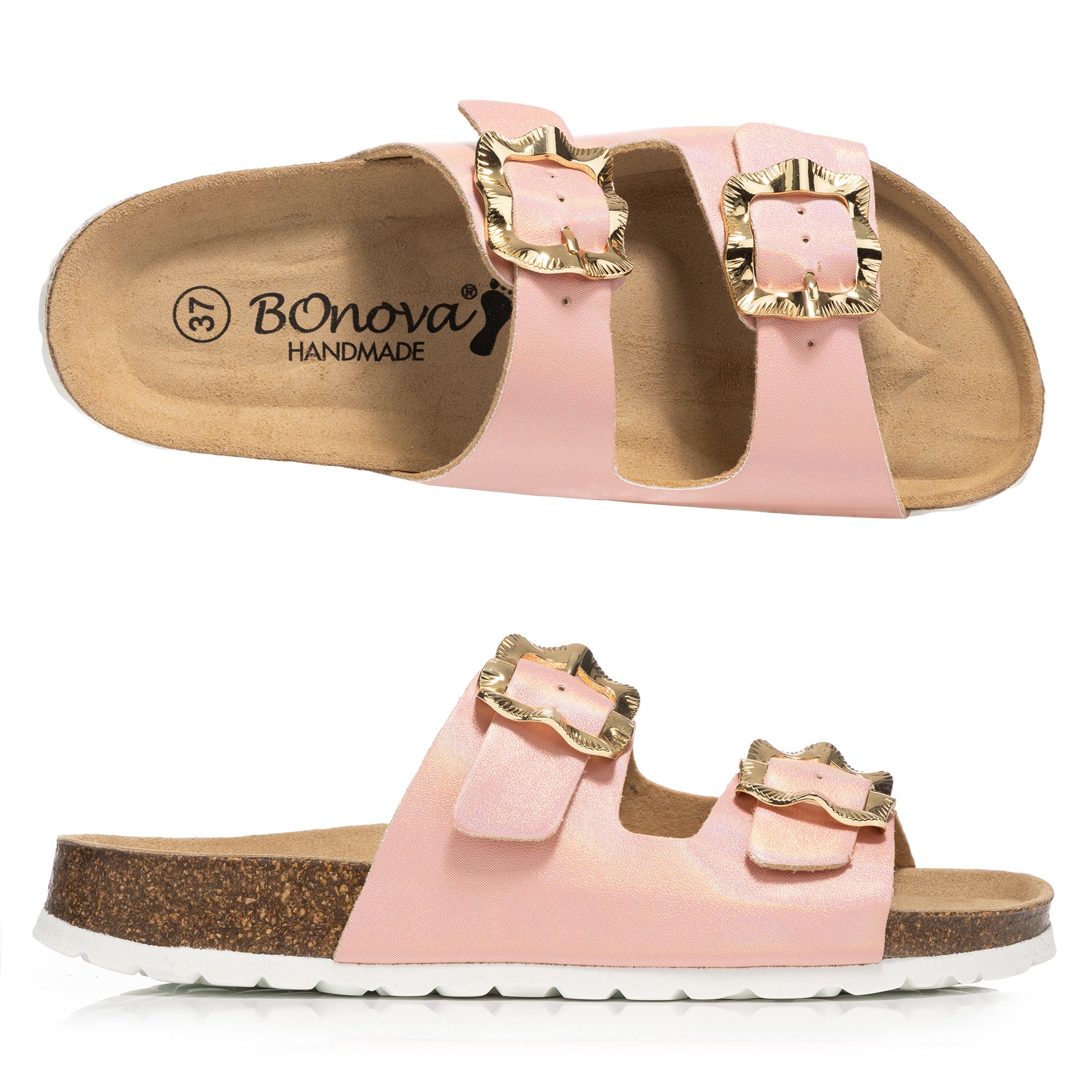 BONOVA Damen-Pantolette Bonoperlato 2 verstel. Riemen Super-Soft-Fußbett