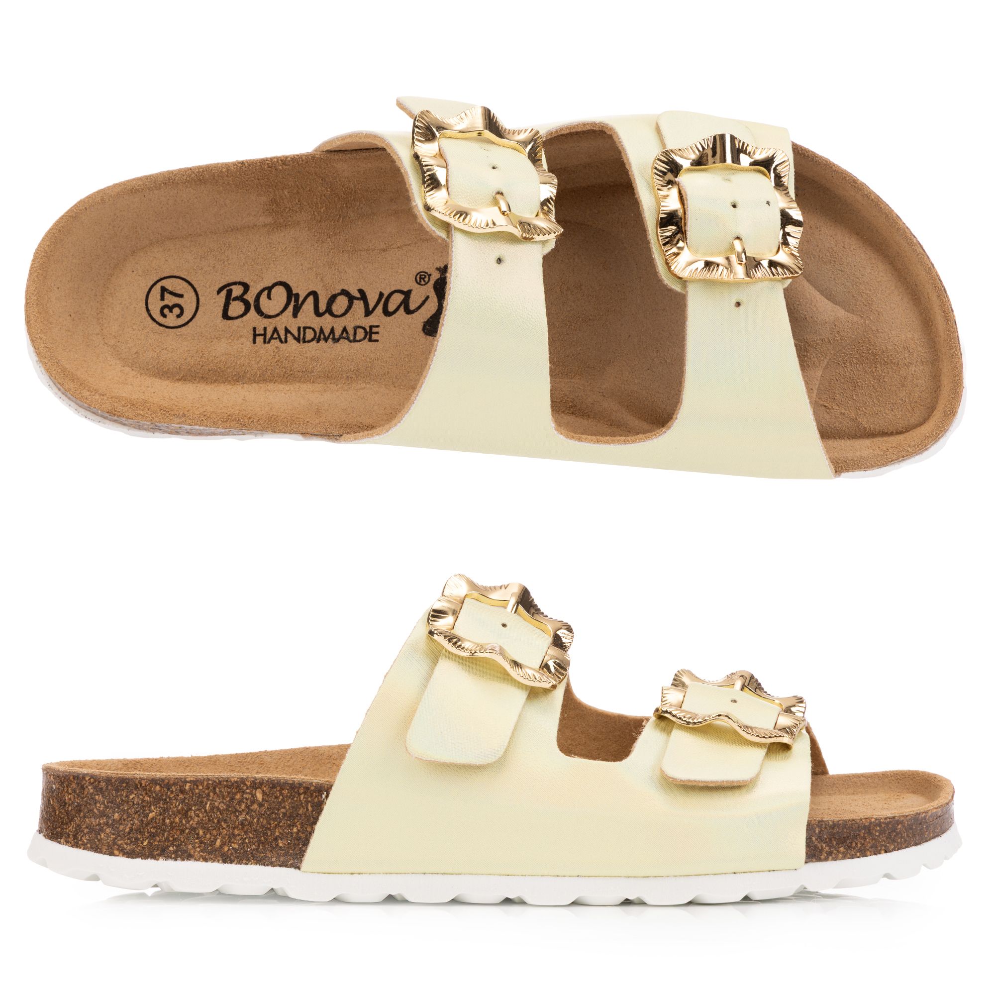 BONOVA Damen-Pantolette Bonoperlato 2 verstel. Riemen Super-Soft-Fußbett