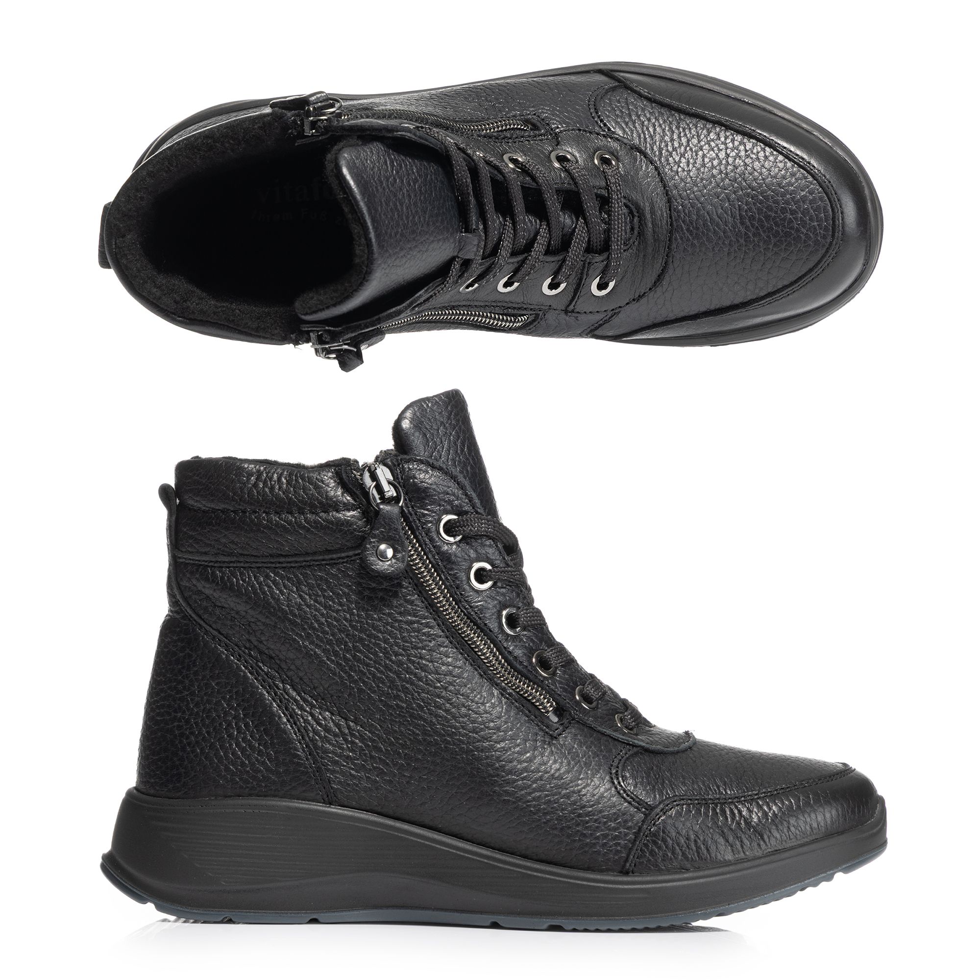 VITAFORM Damen-Stiefelette Hirschleder 2 Reißverschlüsse Extraweit