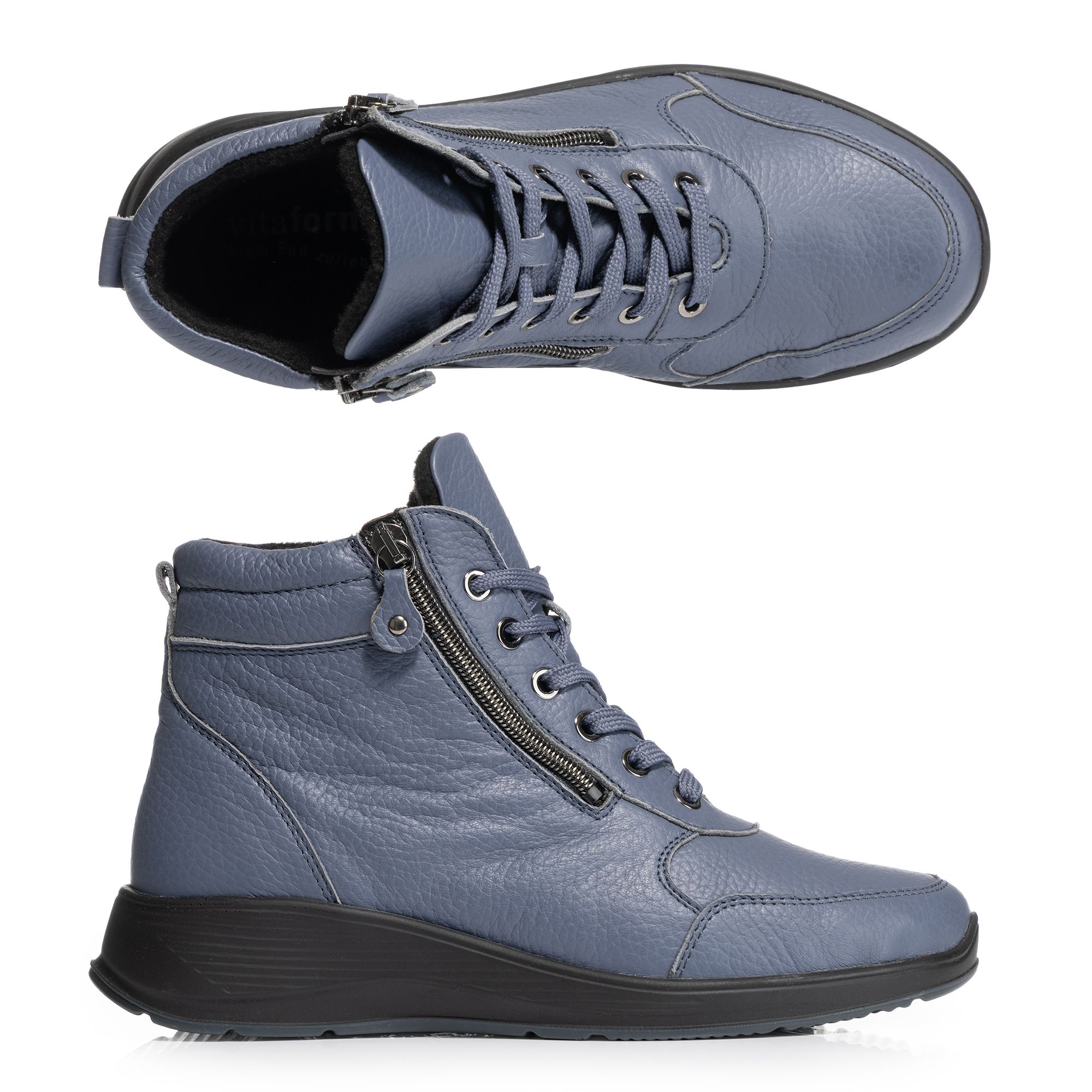 VITAFORM Damen-Stiefelette Hirschleder 2 Reißverschlüsse Extraweit