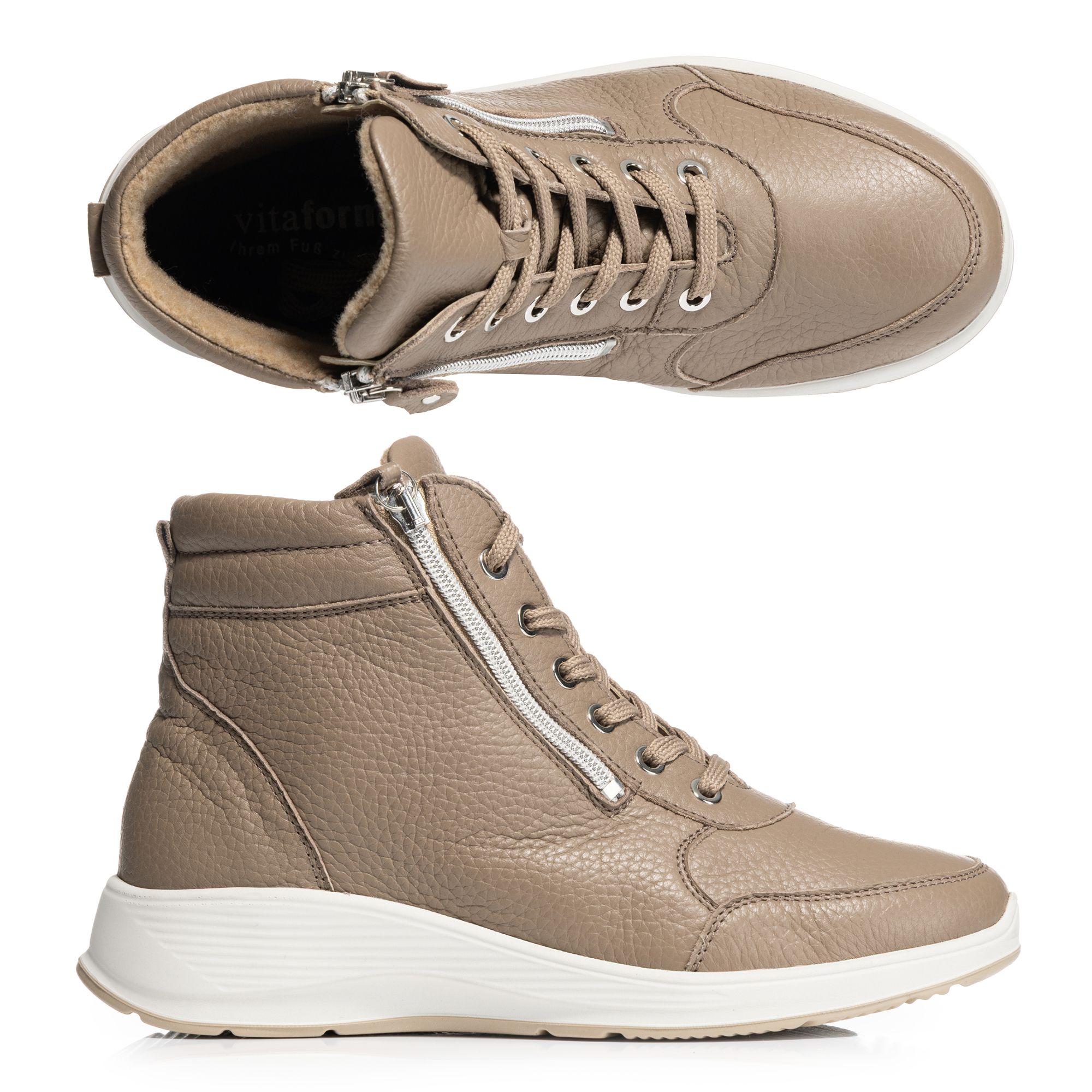 VITAFORM Damen-Stiefelette Hirschleder 2 Reißverschlüsse Extraweit
