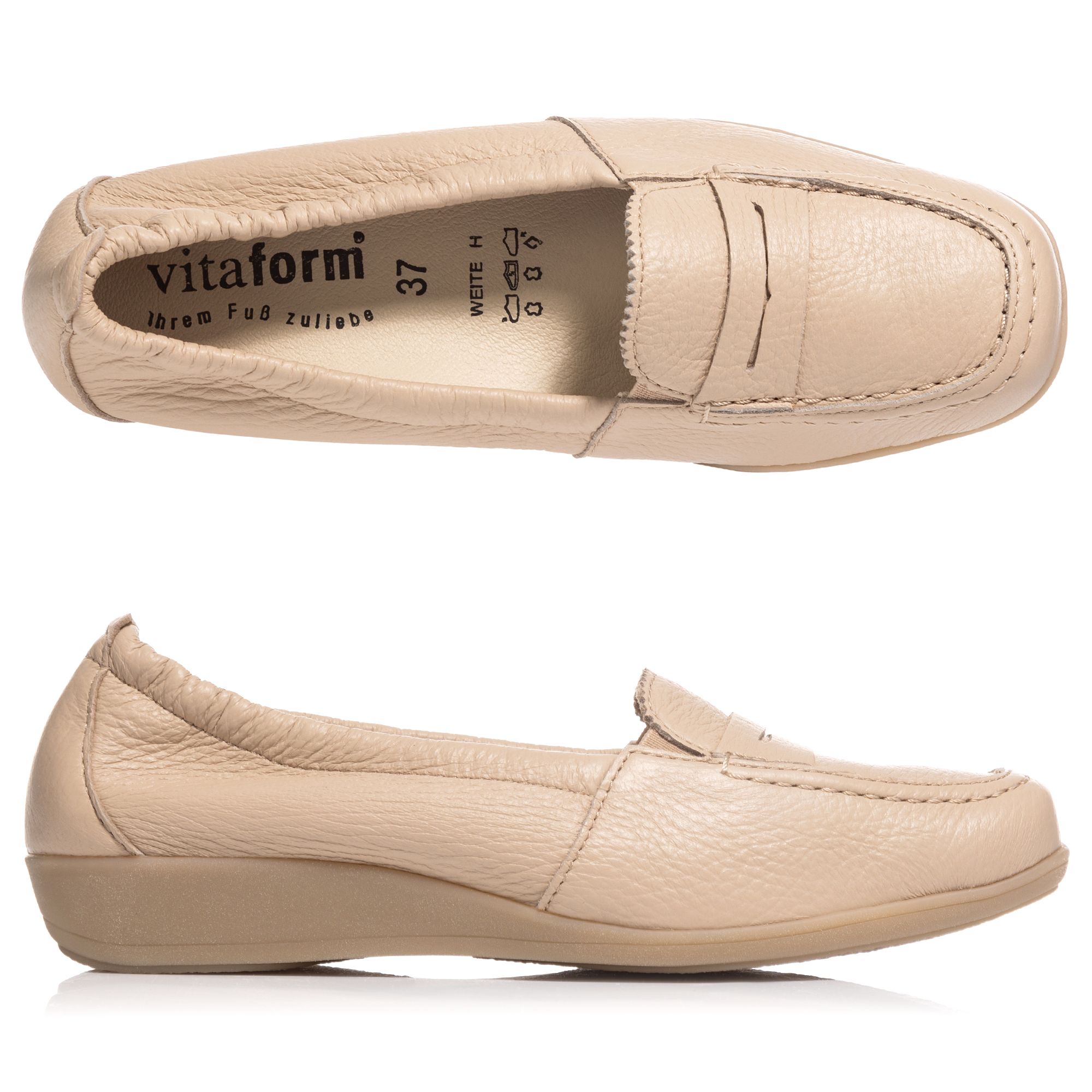 VITAFORM Damen-Mokassin Hirschleder Shock-Absorber Sohle Hilka