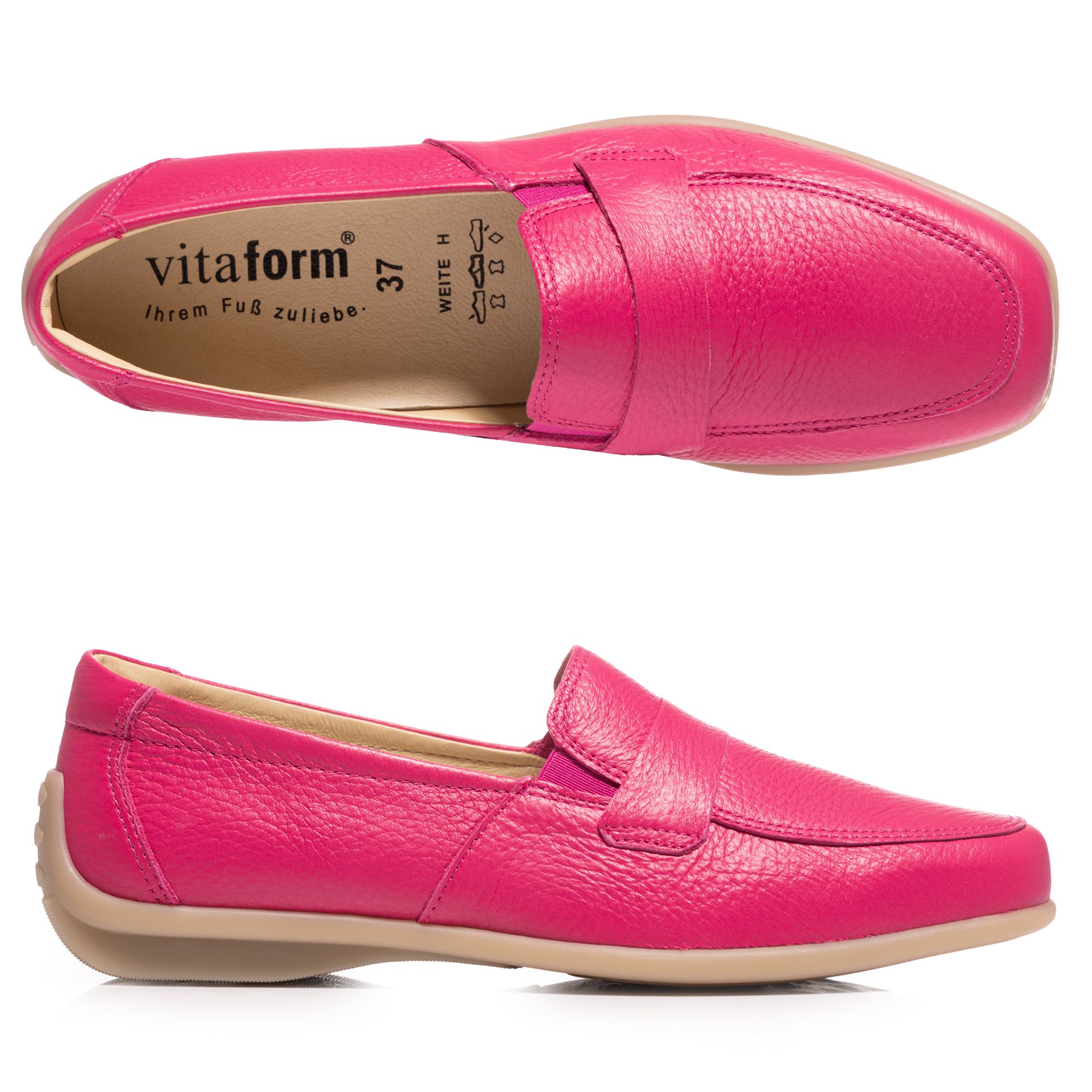 VITAFORM Damen-Slipper Hirschleder seitl. Gummieinsätze Sohle Hanne