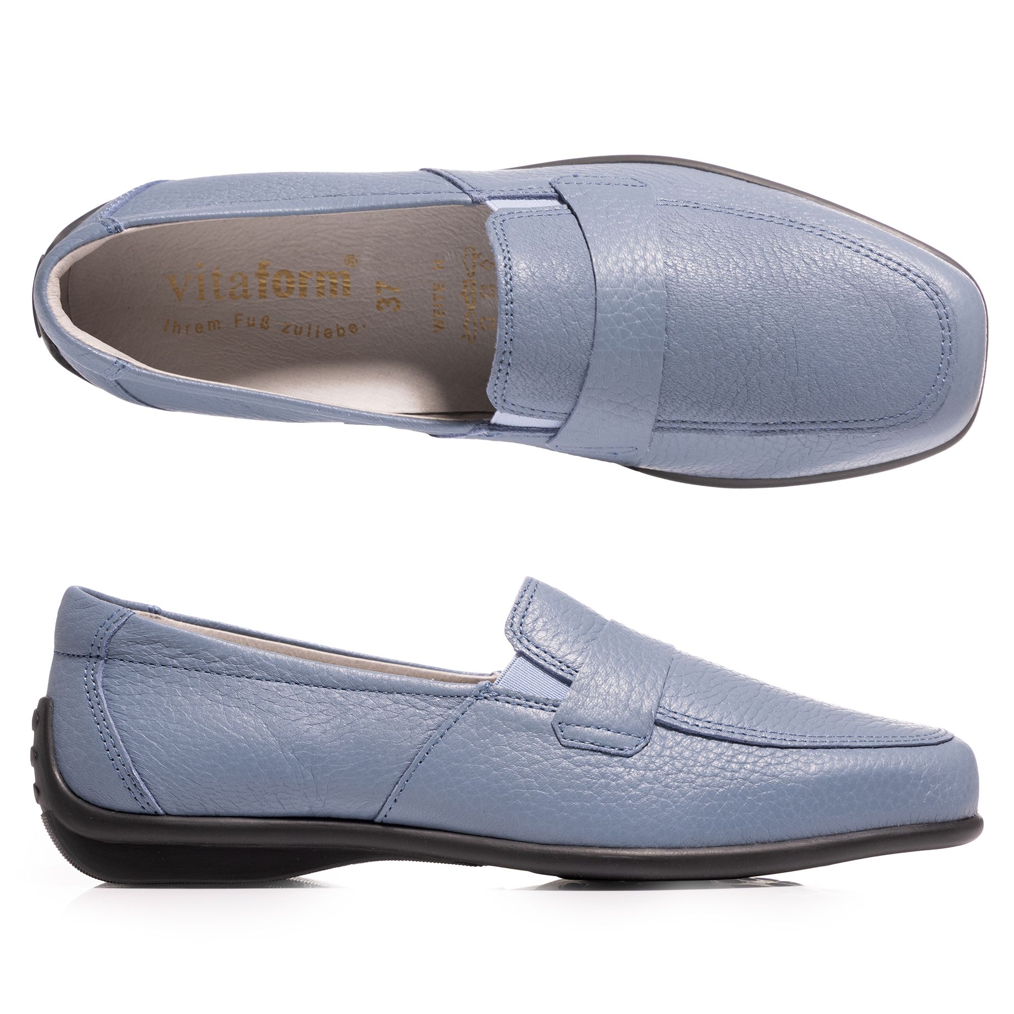 VITAFORM Damen-Slipper Hirschleder seitl. Gummieinsätze Sohle Hanne