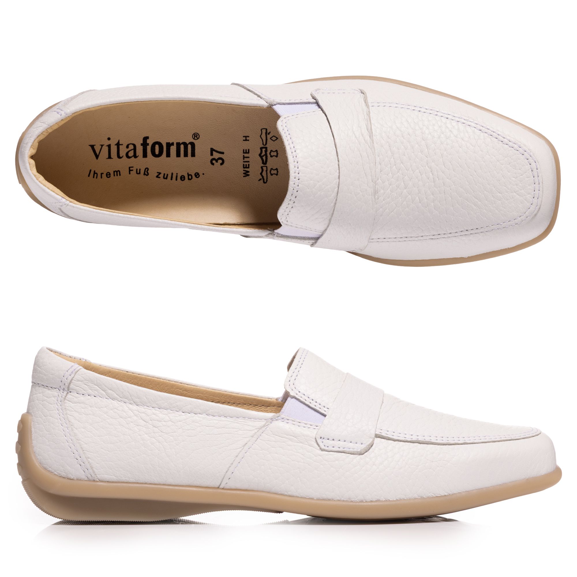 VITAFORM Damen-Slipper Hirschleder seitl. Gummieinsätze Sohle Hanne