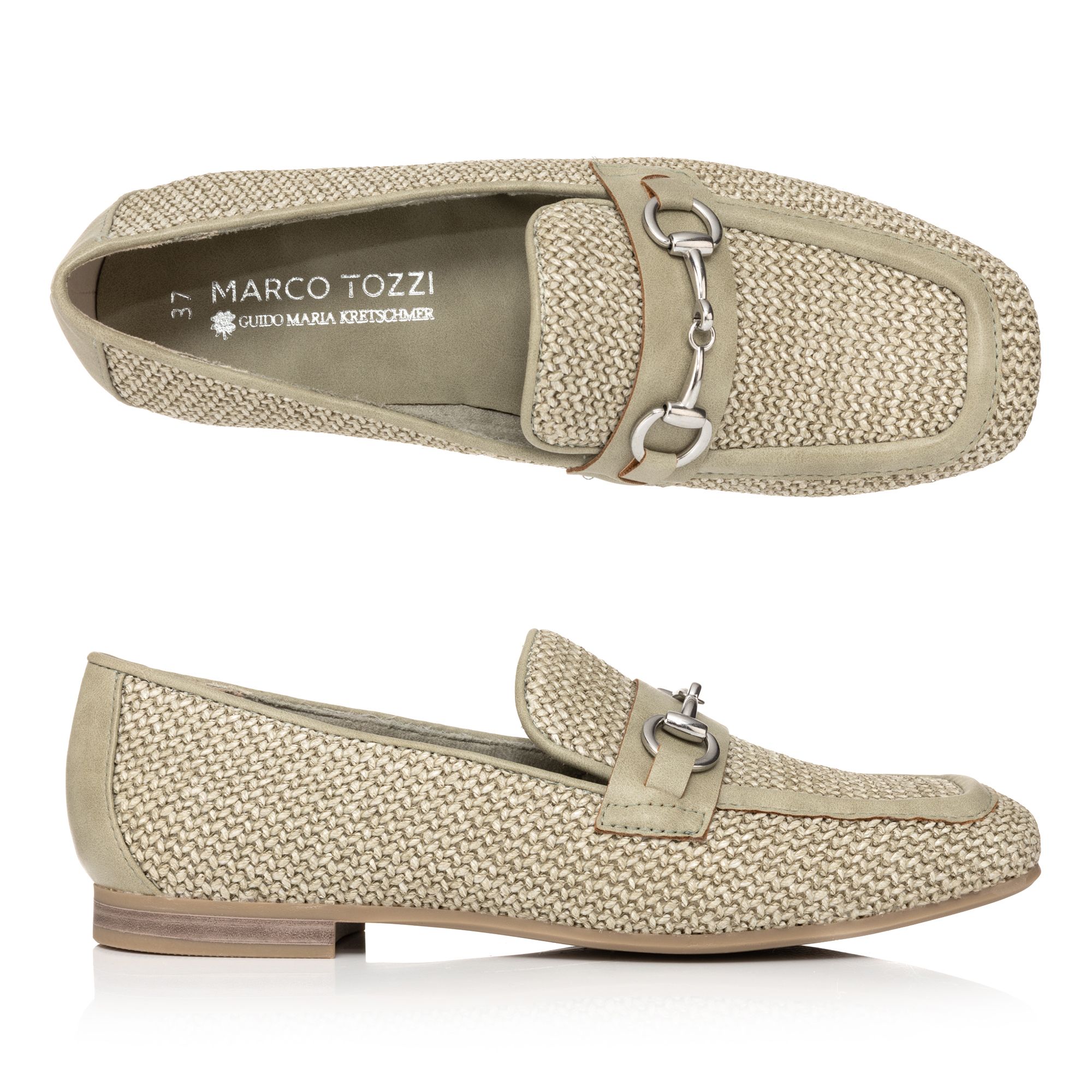 MARCO TOZZI Damen-Mokassin Materialmix Zierdetail Blockabsatz