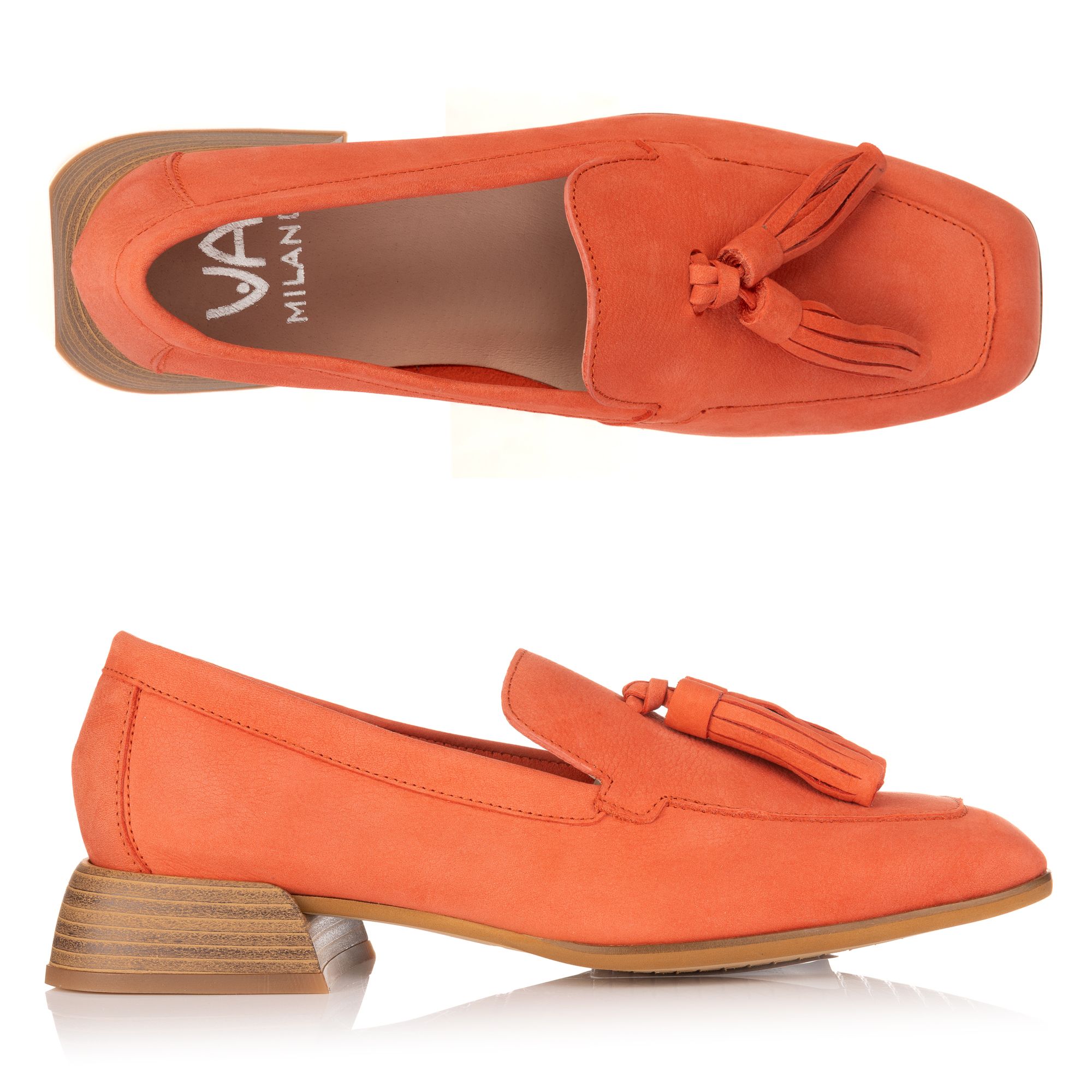 VIA MILANO Damen-Slipper echt Leder Accessoire vorne Absatz ca. 2,5cm