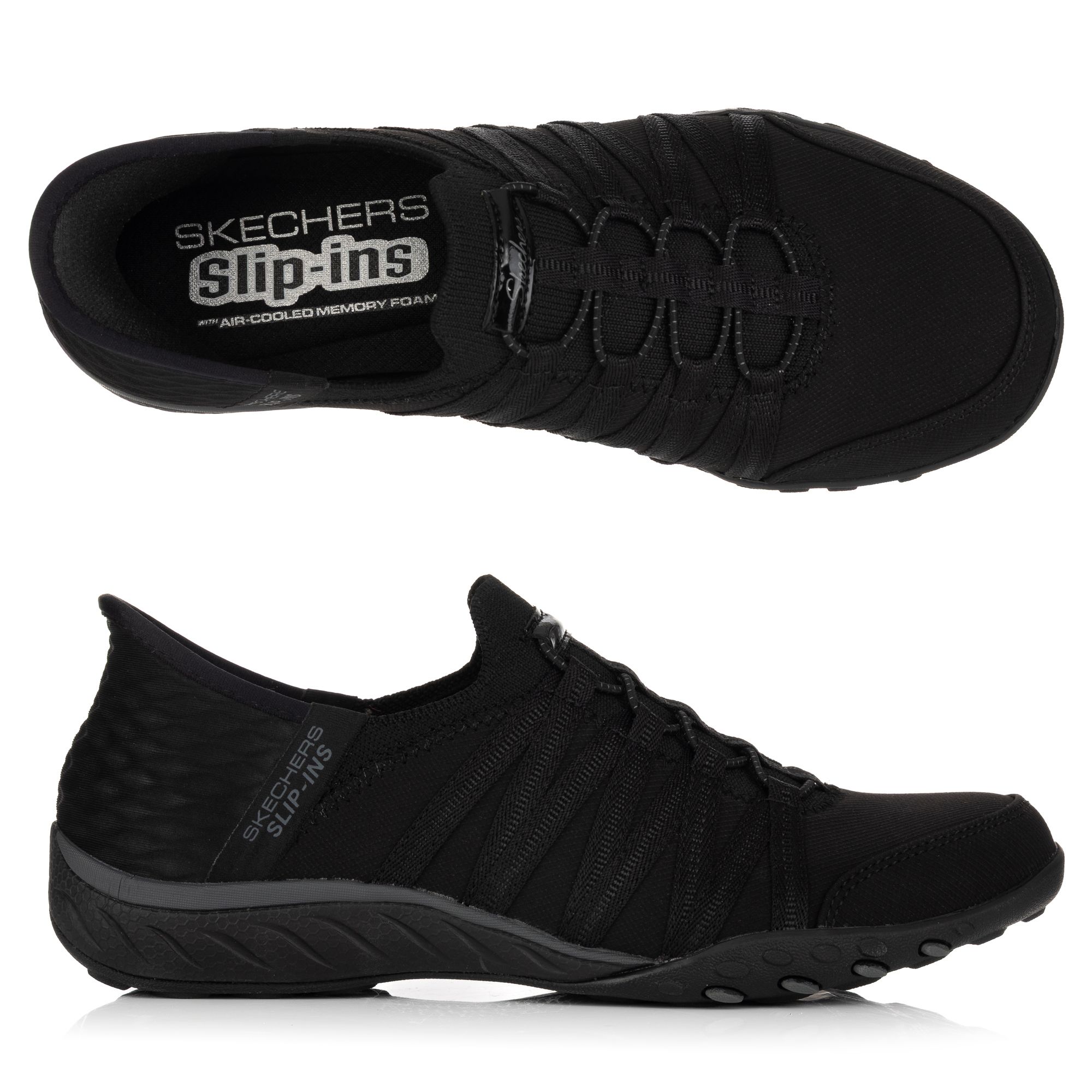 SKECHERS Damen-Slipper Breathe Easy Fersenkissen Materialmix