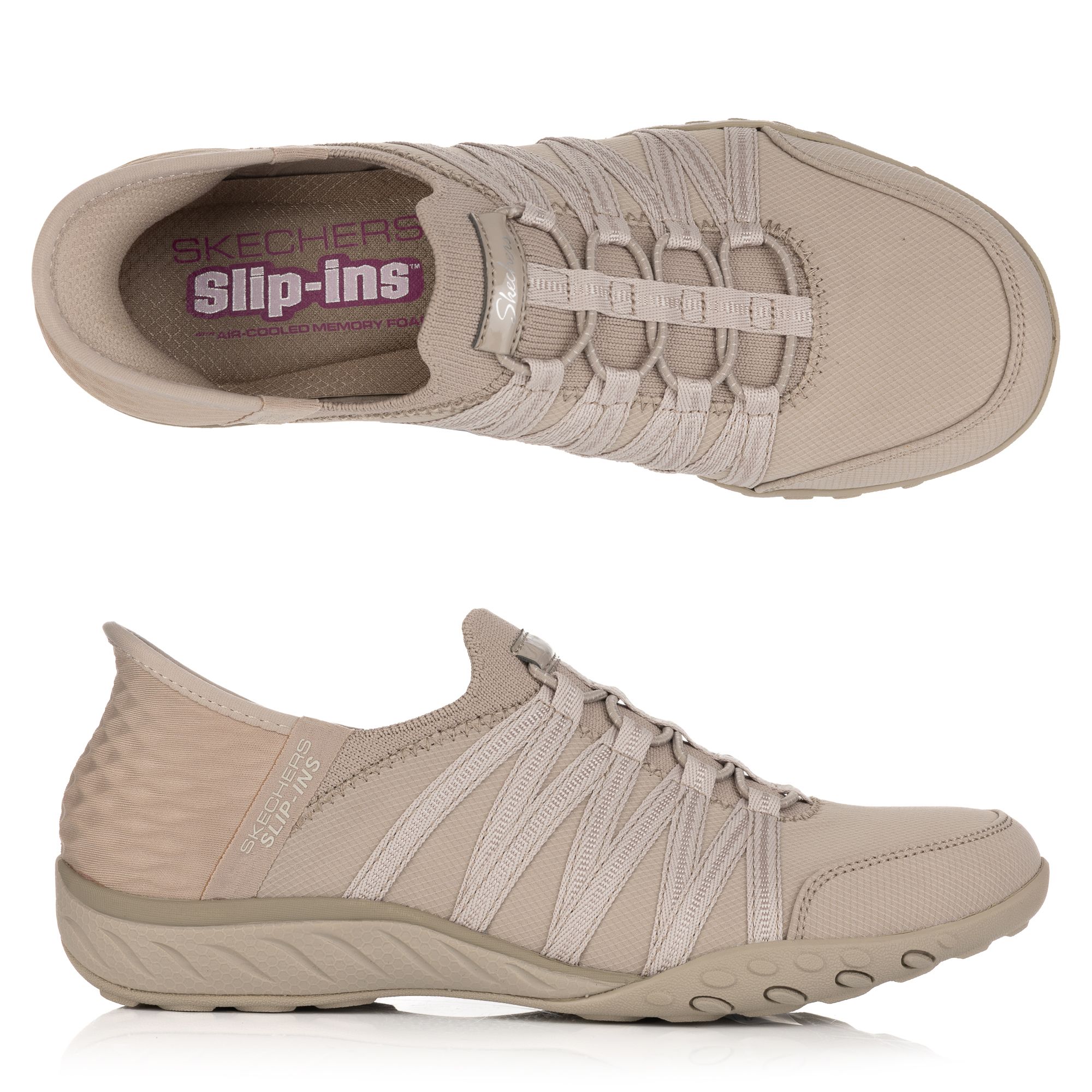 SKECHERS Damen-Slipper Breathe Easy Fersenkissen Materialmix
