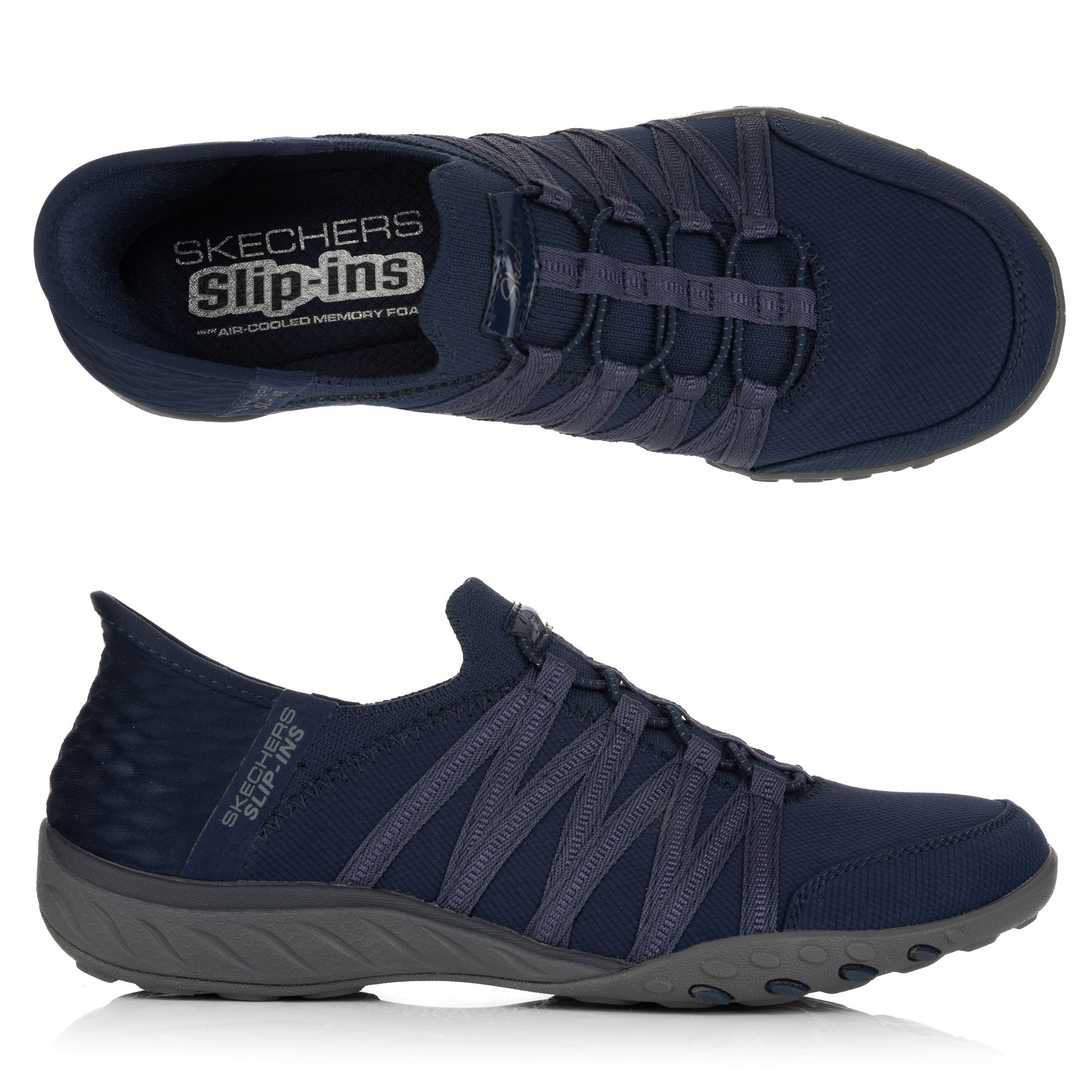 SKECHERS Damen-Slipper Breathe Easy Fersenkissen Materialmix