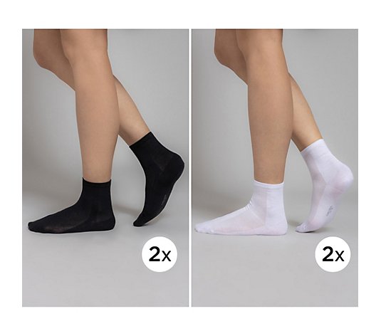 VITAFORM Strumpfmode Damen-Socken 65% Bio Baumwolle leichtes Netzmuster 4er Box